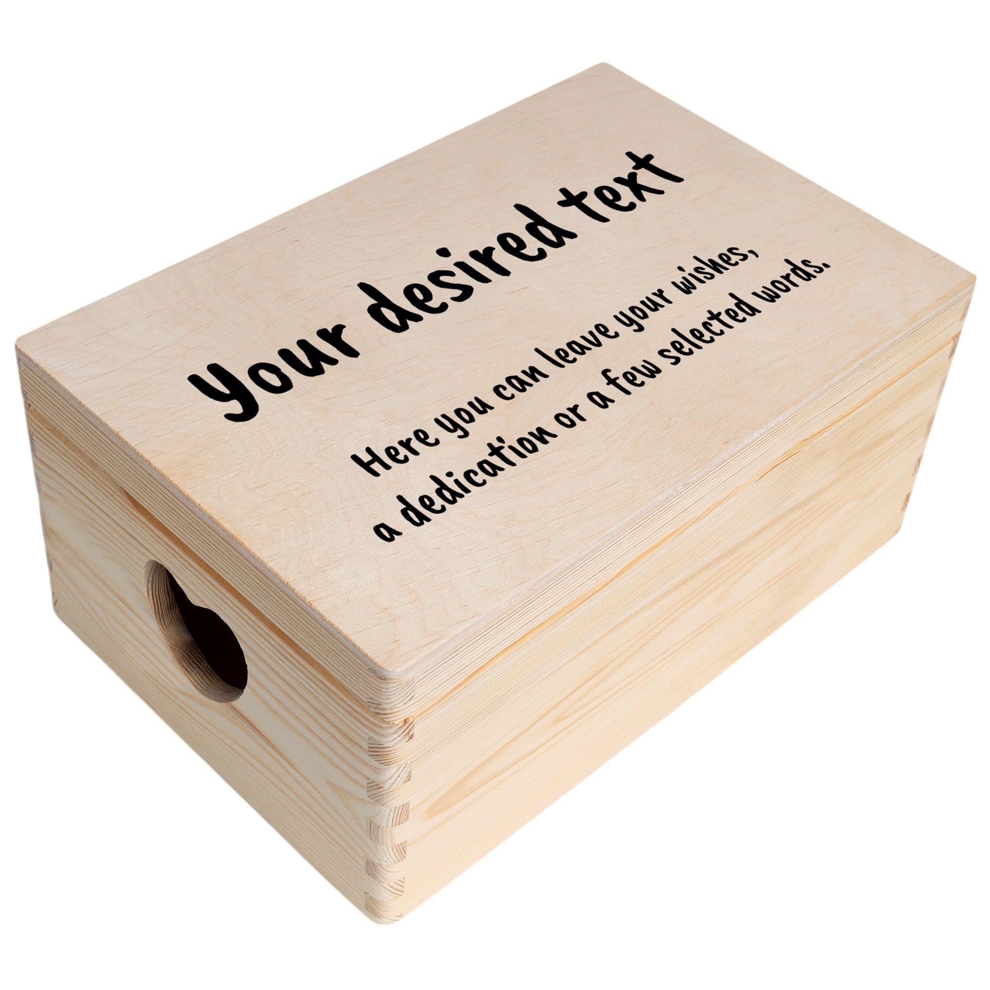 Creative Deco Personalised Any Text Gifts for Women, Men, Girls or Boys | Unique Wish Custom Gift Box | Customised Wooden Storage Box with Hinged Lid | Perfect as a Keepsake or Decoration