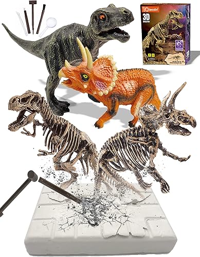Kit de excavación de fósiles de dinosaurios, kits de excavación de dinosaurios para niños, kits de ciencia educativa, juguetes de dinosaurios para