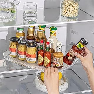 Organizer for Refrigerator Rotates 360 Turntable Fridge Cabinet Storage Fridge Storage Condiment Food Spices Pantry Bathroom and Vanity Makeup Organizers (Transparent, 13.78 * 10.24)