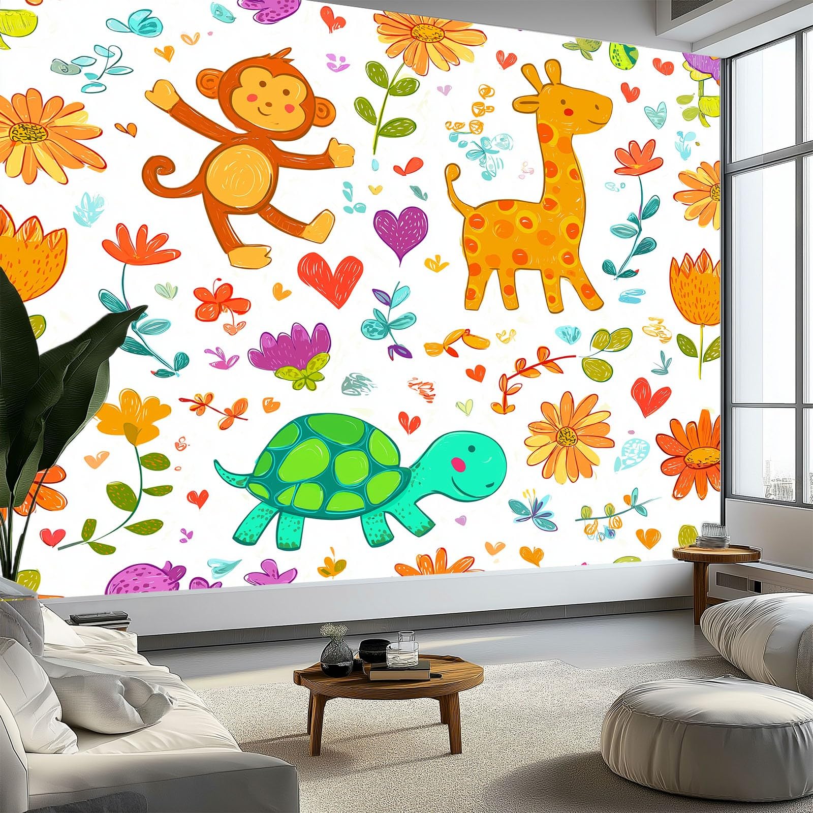 Papier peint panoramique plantes fleurs poster mural géant intissé