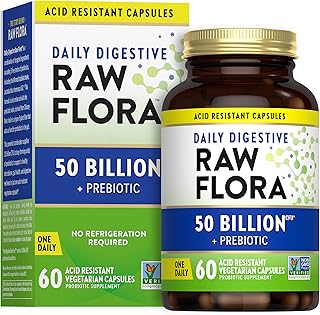 Nature's Truth Probiótico de flora cruda con prebióticos | 50 mil millones de UFC | Cápsulas digestivas diarias | Suplemento vegetariano y sin gluten para hombres y mujeres
