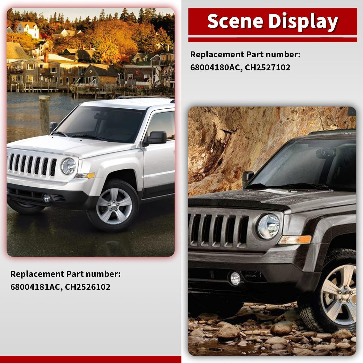 Nakkaa Front Turn Signal Light Lamp Cover Compatible with Patriot 2007-2017 Side Marker Parking Corner Light Housing W/O Bulb Driver Passenger 68004181AC 68004180AC