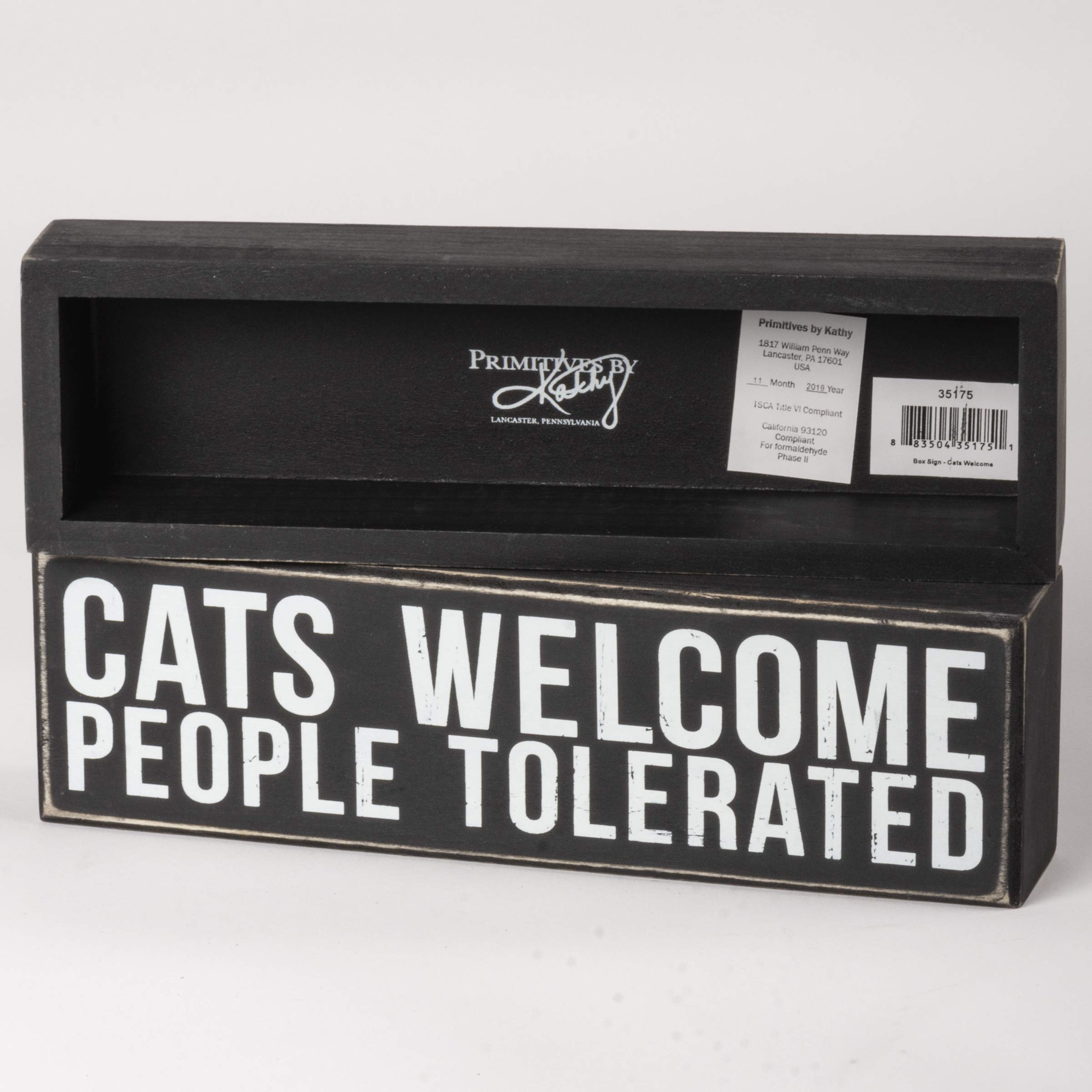 Primitives by Kathy 35175 Classic Box Sign, Cats Welcome