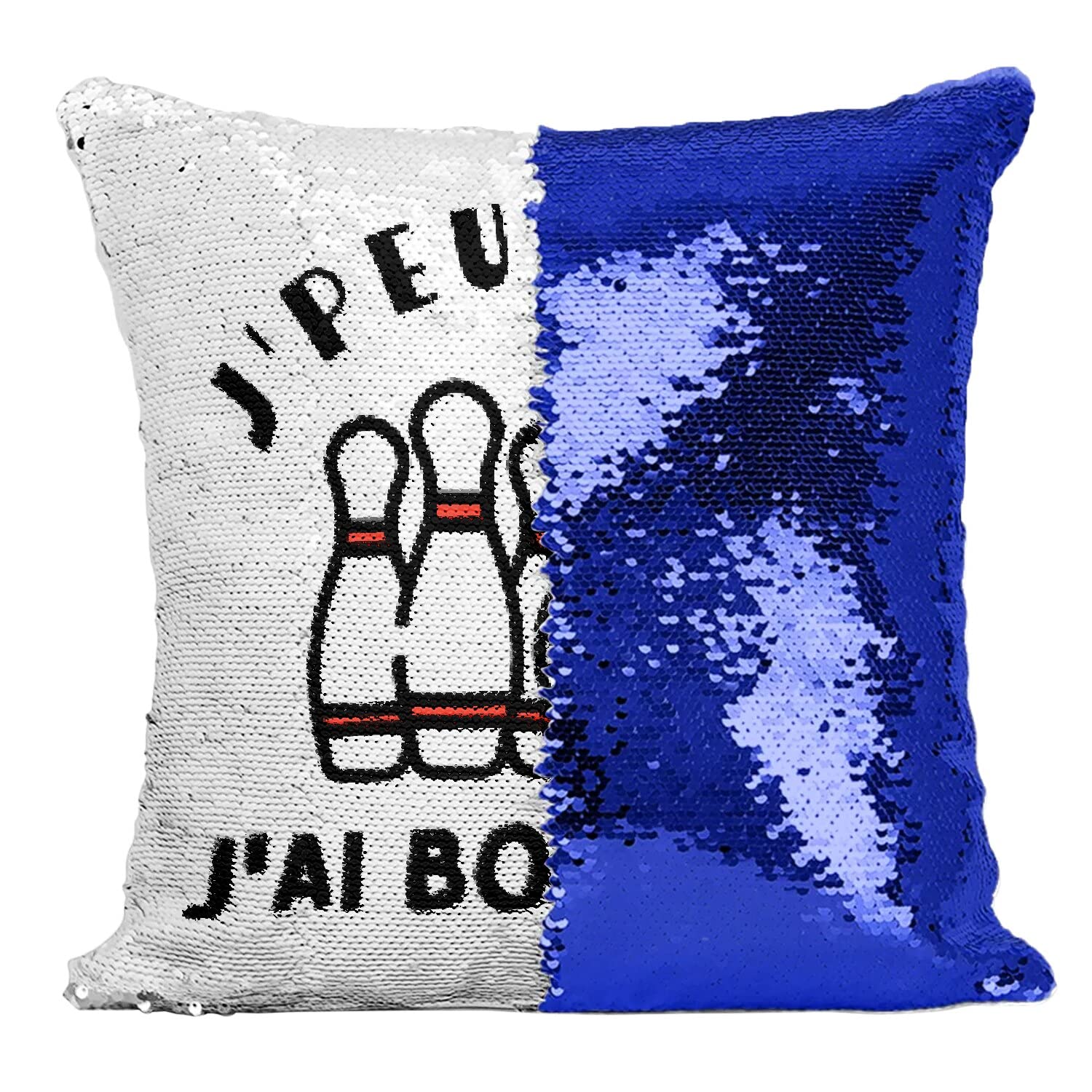 Coussin bleu j'peux pas j'ai bowling pour decorer et se détendre
