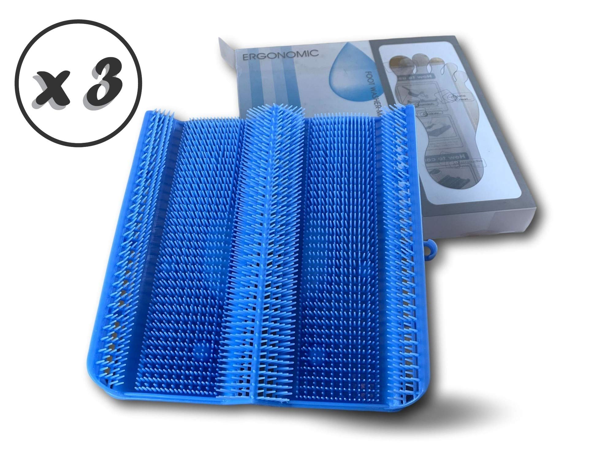Kibros Lot 3 tapis massants pieds ergonomiques brosse acupression | Ergonomique, brosse d'acupression, soulage tensions pieds, lavage nettoyage pieds salle de bain douche.
