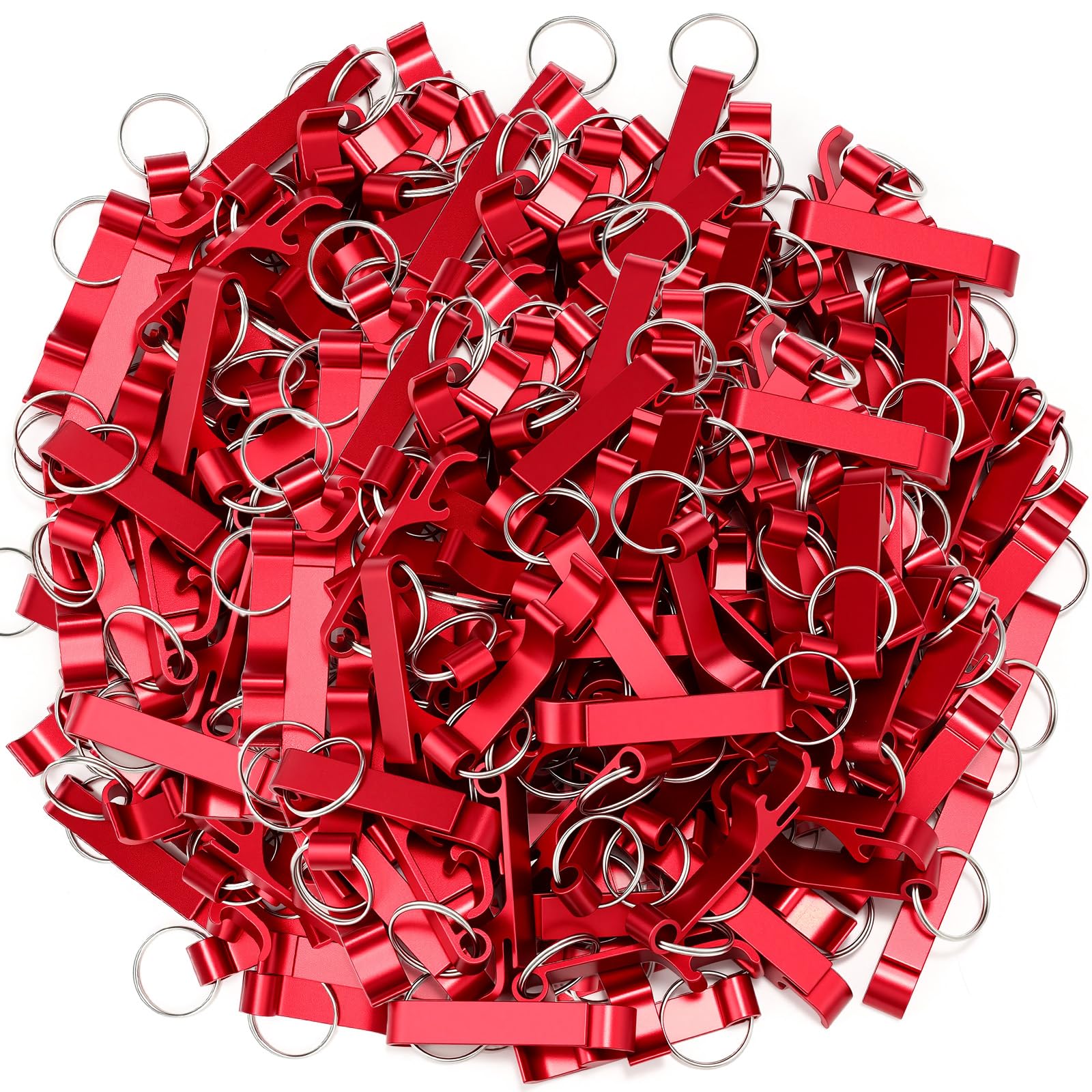 Boao 150 apribottiglie in metallo, portachiavi a catena, portachiavi in alluminio, tascabili, per bibite, bevande, birra, bomboniere, bomboniere per matrimoni (rosso)