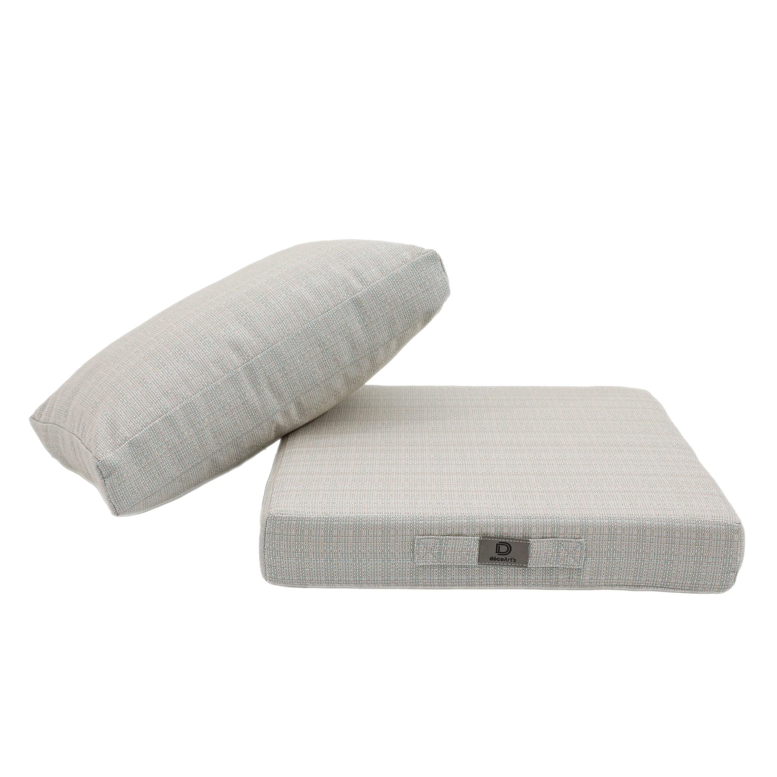 Cuscini da Esterno Impermeabili e Sfoderabili, Set 2 Pezzi Seduta e Schienale per Divano, Sedia o Poltrona da Giardino, 50x50 cm, Beige Turchese