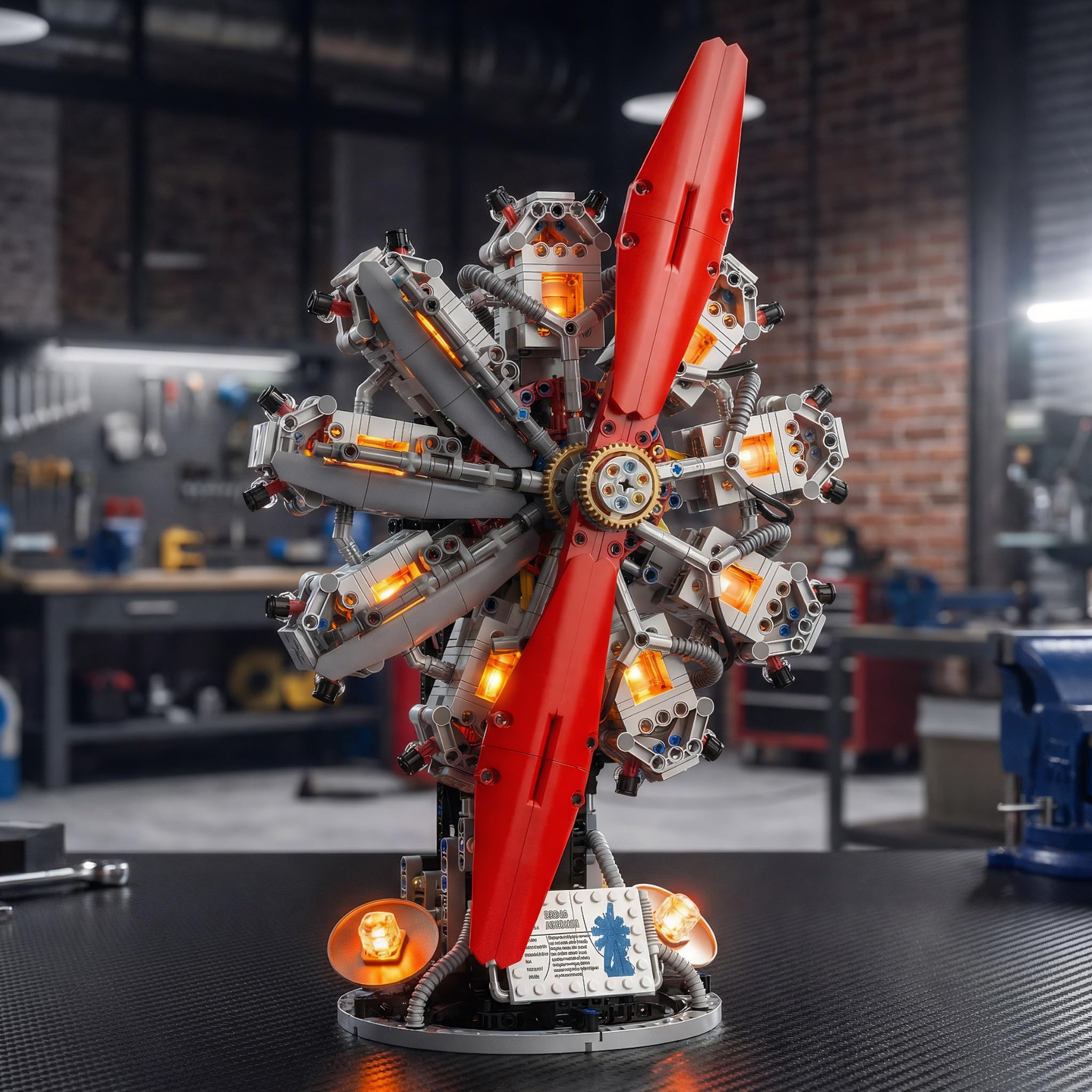 Maqueta Motor 9 Cilindros Radial 1100 Piezas – Hélice Eléctrica | Kit Motor Miniatura Adultos Stem Maquetas para Montar Idea Regalo Hombre