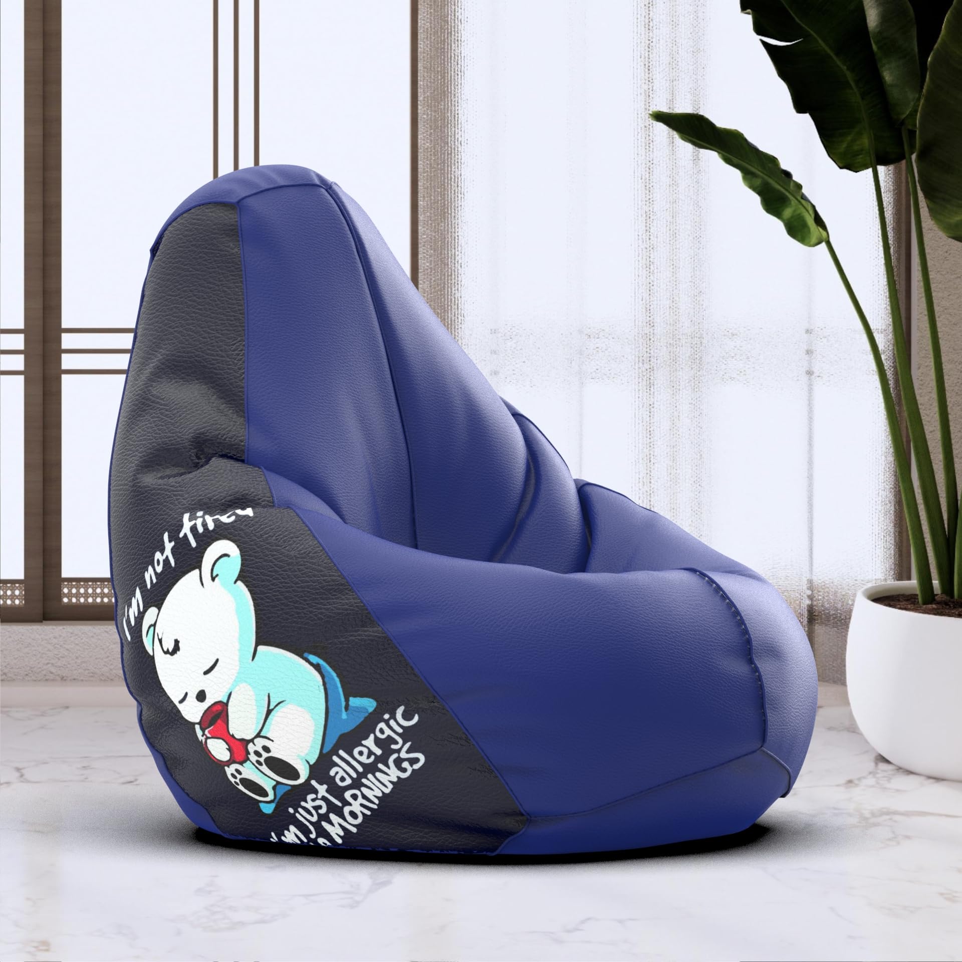 Bean Bag Chair Cover | Size: 3XL | Color: Not Tired - Blue Indigo | Without Beans | Premium Leatherette Cover (CMF 6515)-image-5