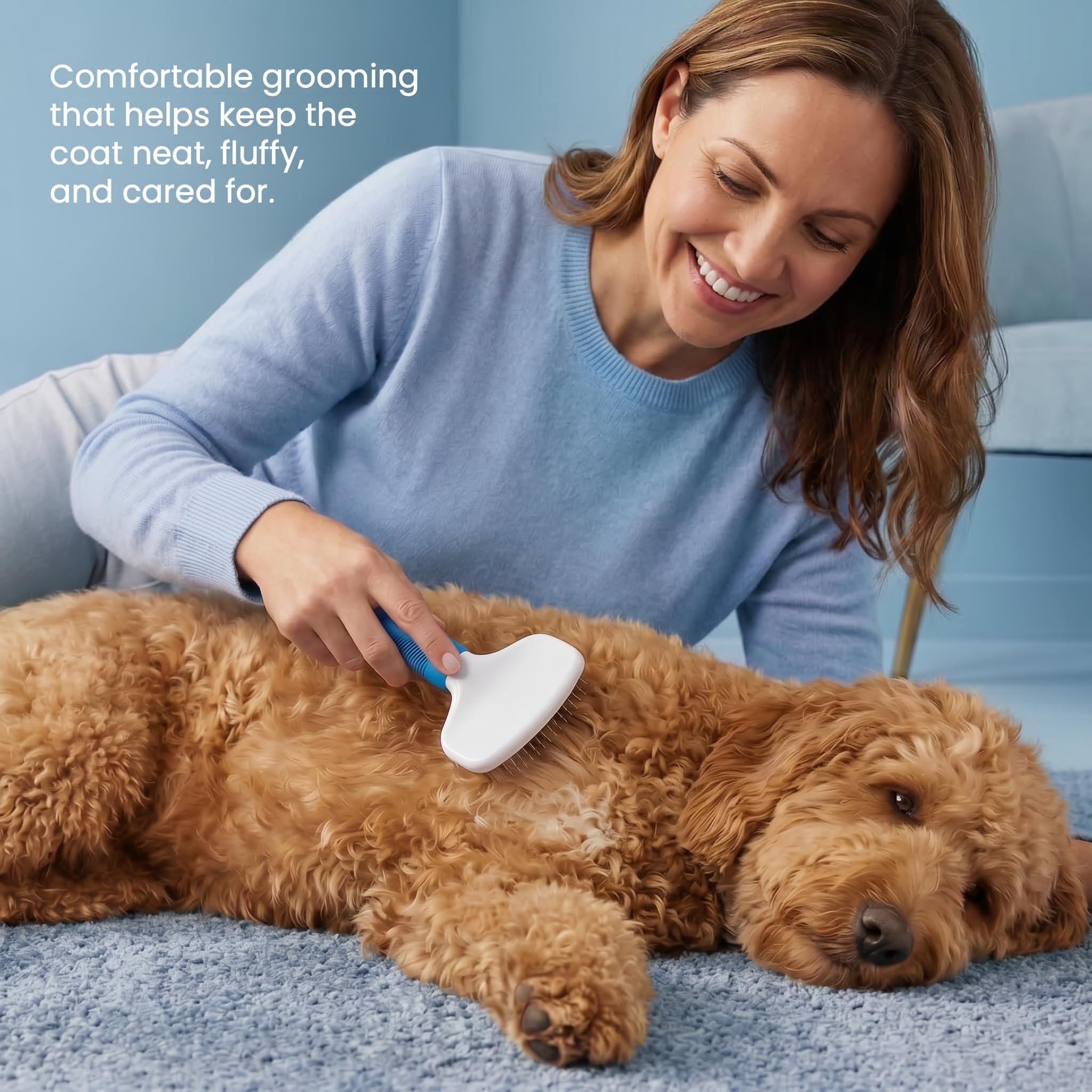 Poodle Pet - Cepillo para perros, gatos, conejos, cepillo para perros para pelo mate/suelto, pelaje, nudo, cepillo para garabatos para perros, pelo corto y largo, cepillo para perros para el aseo de