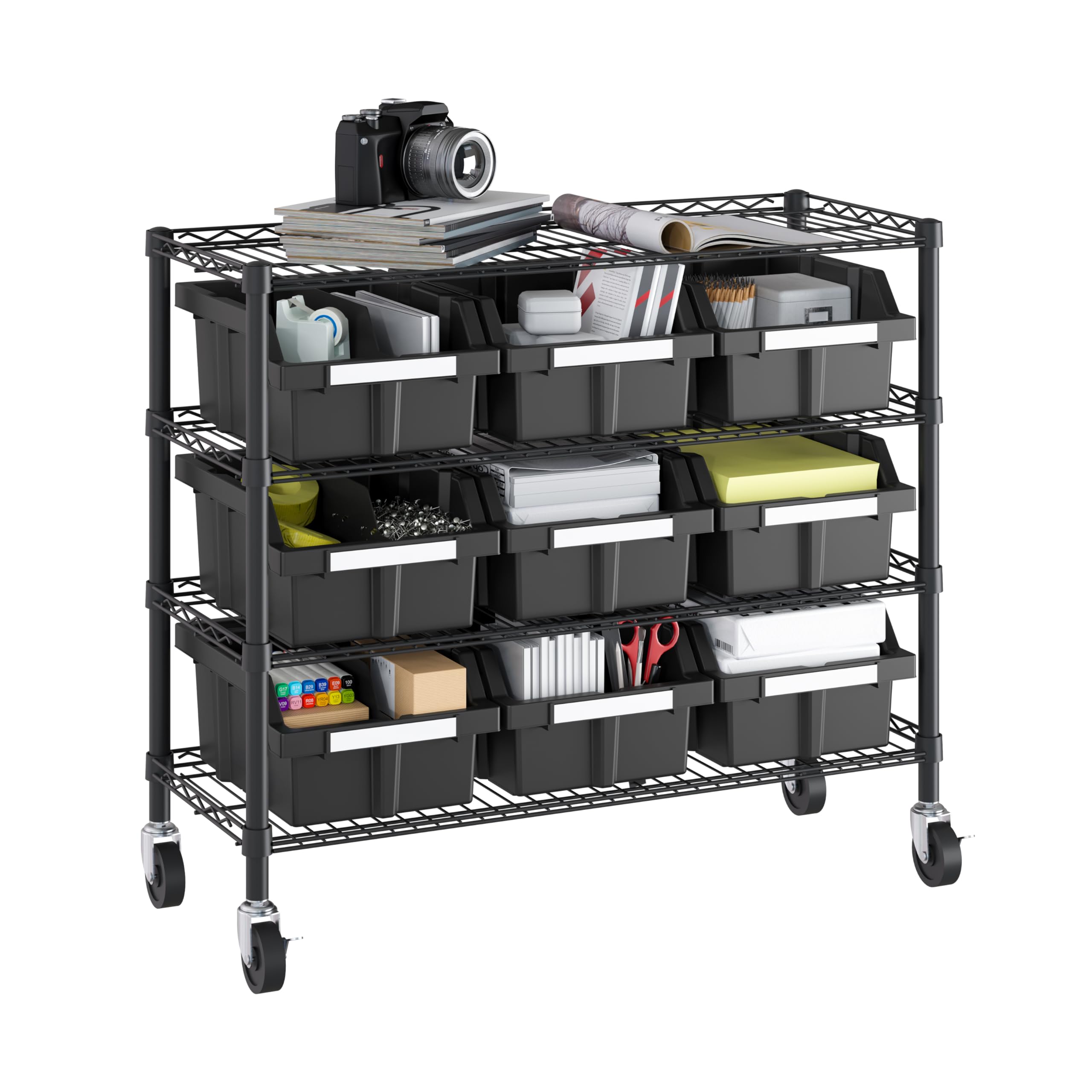 Amazon.com: 4-Tier NSF 9-Bin Steel Wire Shelving Rack, 36