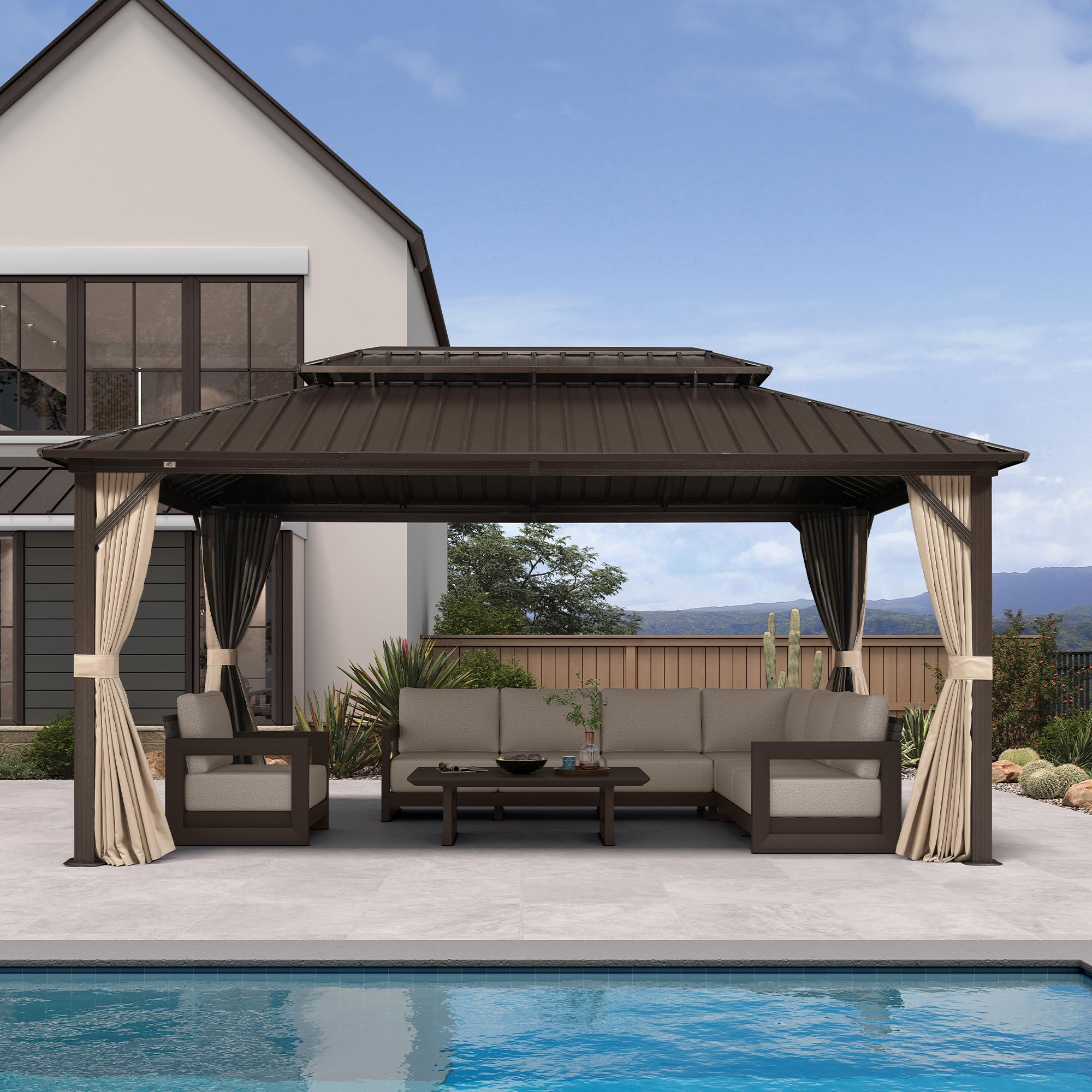 PURPLE LEAF Outdoor Hardtop Gazebo 10' x 16'