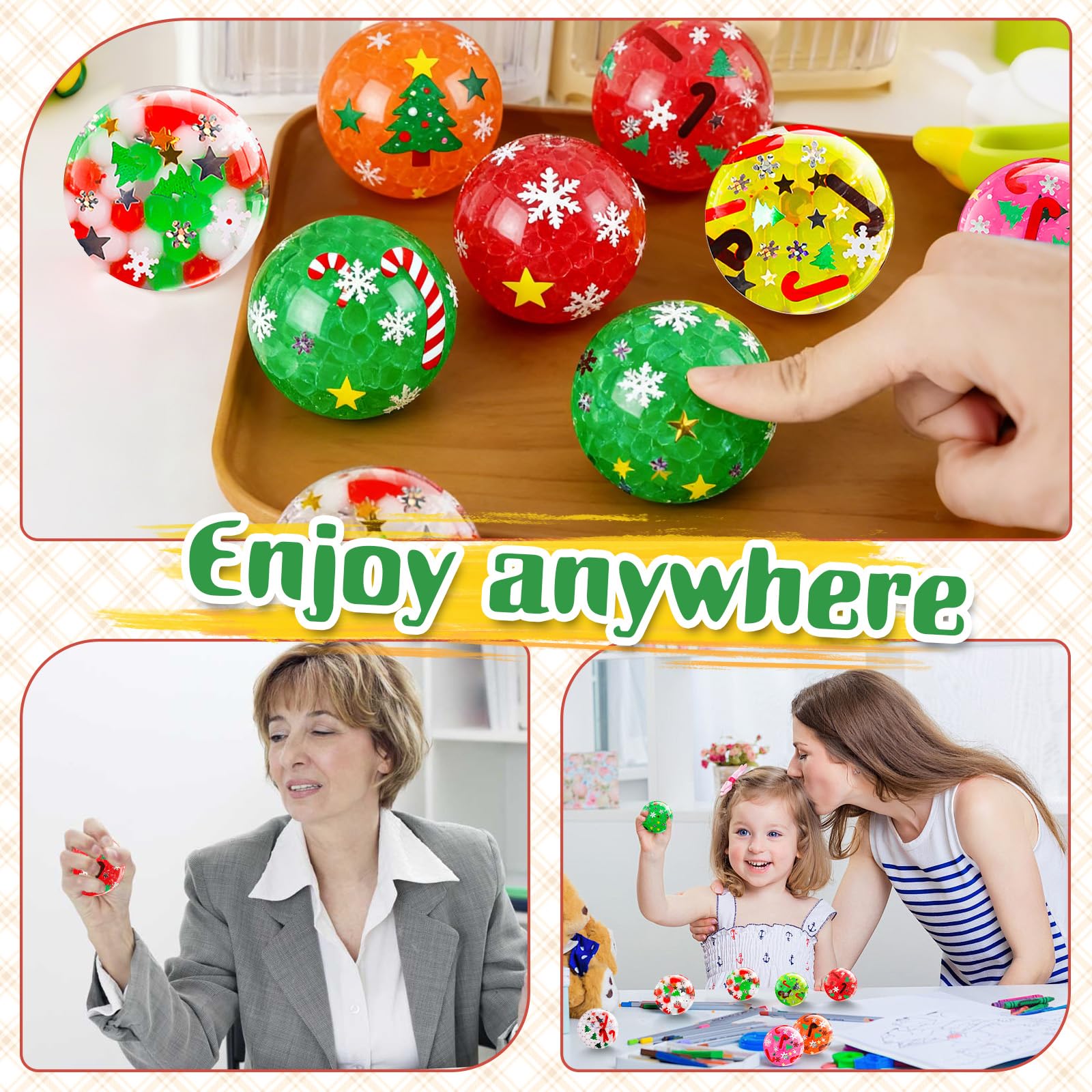 HAASIKI 12pcs Beads Stress Balls, Xmas Stress Relief Ball Christmas, Party Bag Fillers Sensory Gifts Pack - Image 4