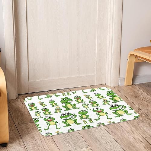 Miniatura 7 de Tapete de dibujos animados con bonito diseño de rana color verde duradero para puerta delantera antideslizante absorbente resistente a la suciedad