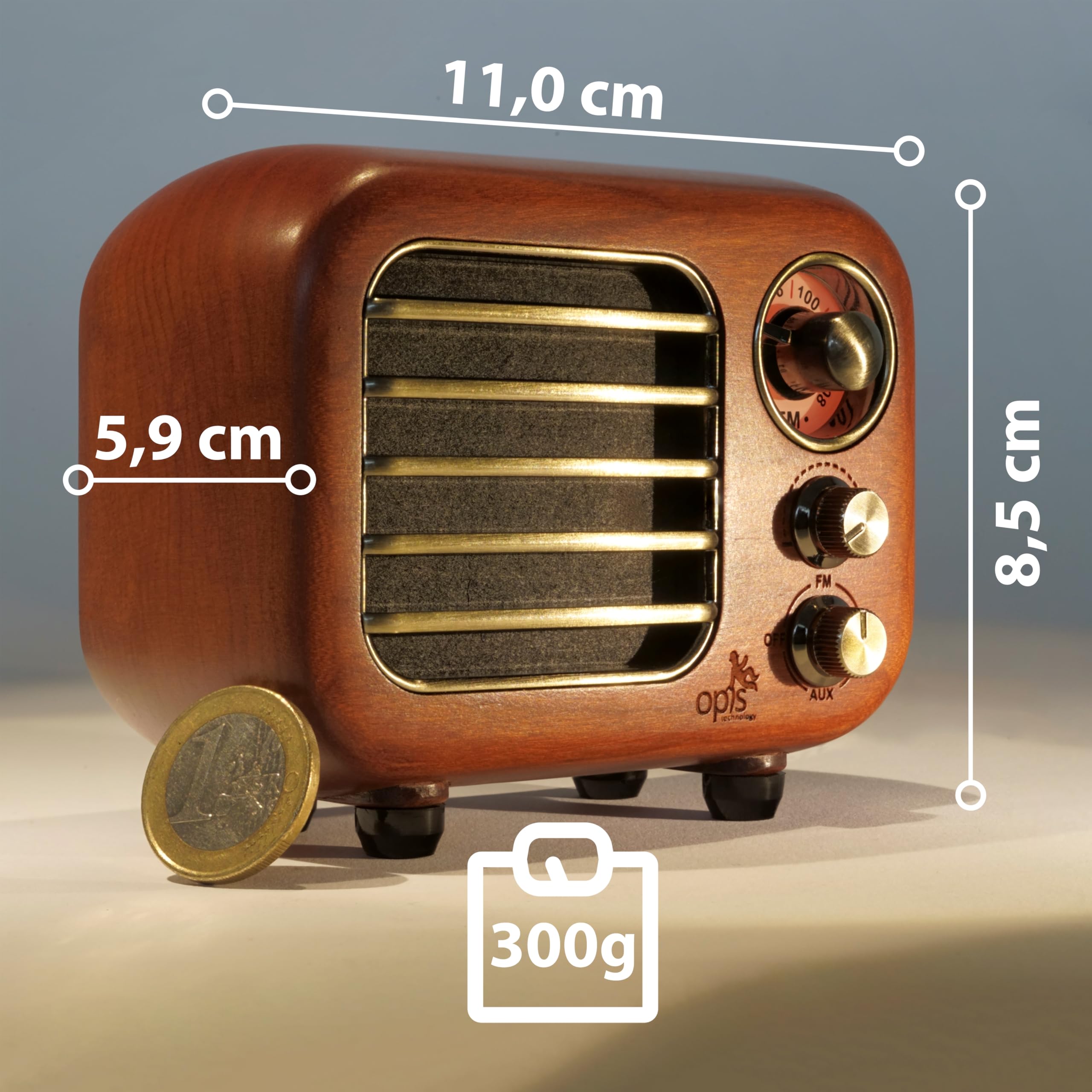 Opis Radio 3 - Altoparlante Bluetooth, design retrò, piccola radio con altoparlante Bluetooth