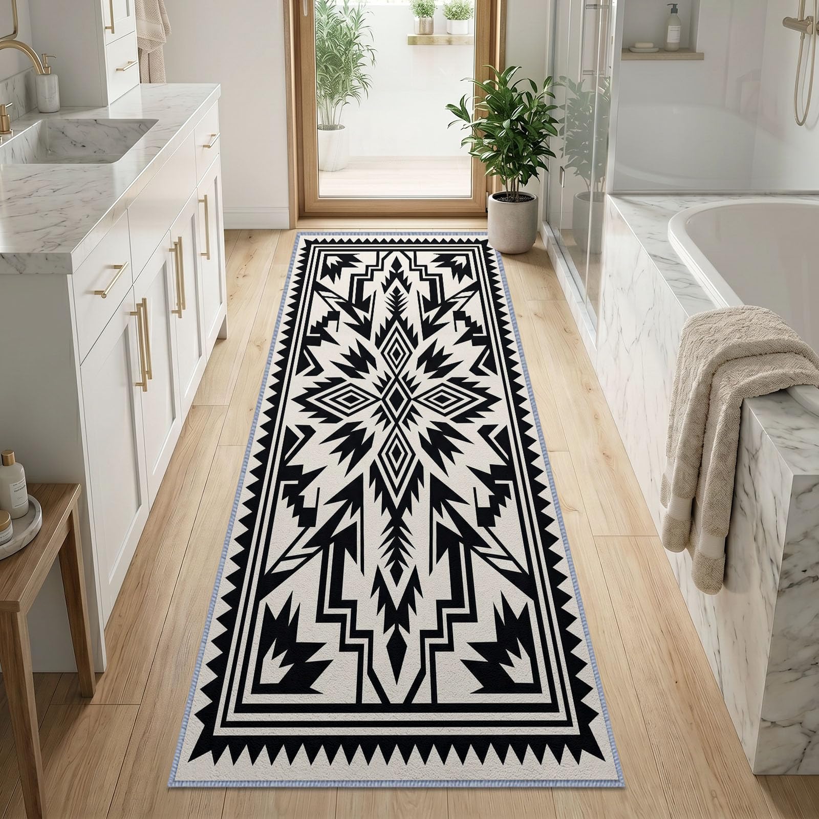 Tótem - Alfombra de estrella (60 x 180 cm), diseño de tribu azteca