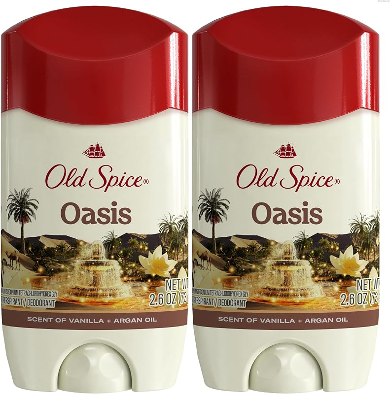 Dry Feel Antiperspirant Deodorant for Men, 24/7 Freshness, 24/7 Sweat & Odor Protection, Gentle on Skin with Skin Conditioners, Oasis with Vanilla + Argan Oil Scent, 2.6 oz (Pack of 2)