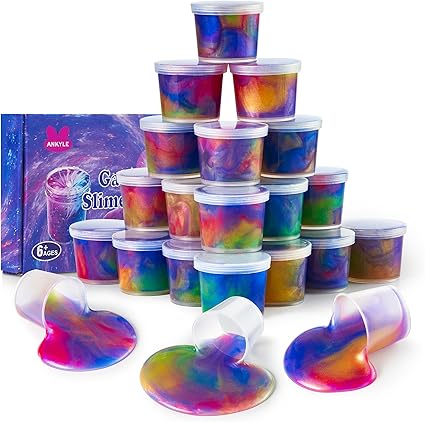 24 Pack Galaxy Slime Party Favors for Kids Slime Cup Bulk Stretchy & Non-Sticky DIY Stress Relief Putty Toy Birthday Halloween Christmas Stocking Stuffers, Classroom Reward for Girls Boys