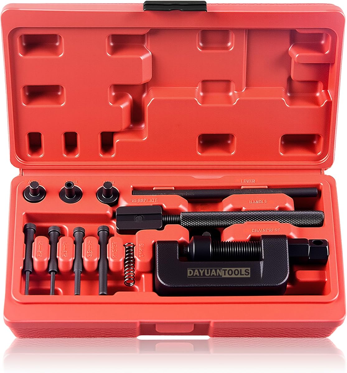 Chain Breaker 13-Piece Set with Carrying Case – Chain Cutter and Riveter for Motorcycle, Bike, ATV