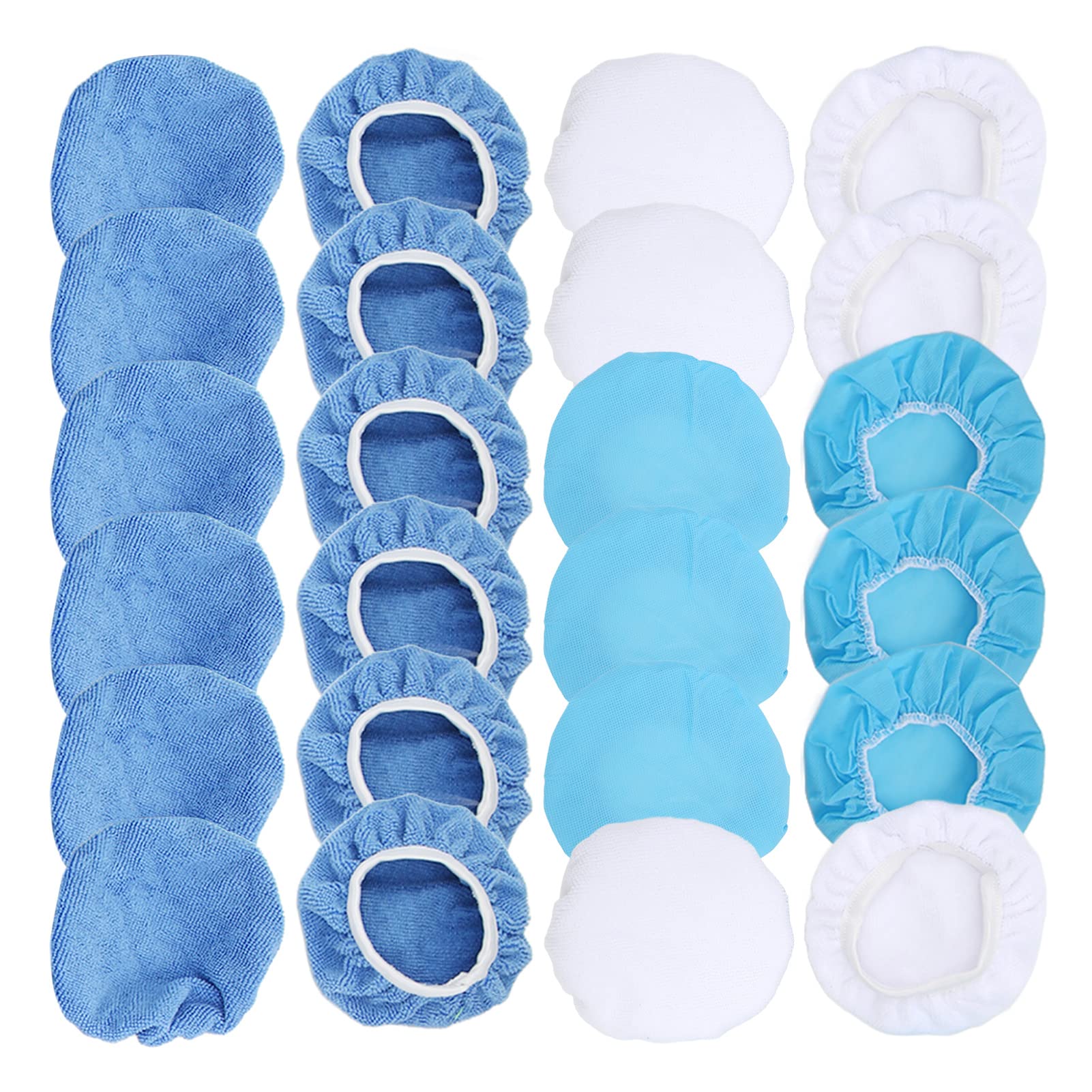 Tbest Polierhauben-Set, Hochwertige Mikrofaser-Vlies-Baumwoll-Polierpads Zum Wachsen von Autos, Motorrädern, Booten und 150 Mm (6 Zoll), 24 Packungen