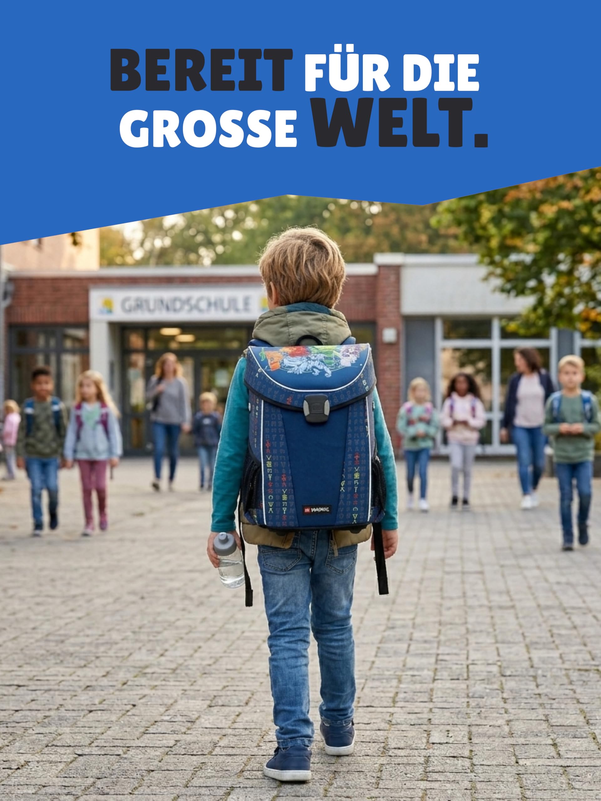 Familando - Schulranzen Set 10-teilig mit Schultüte - Ninjago Blau - Ergonomisch, stabil & mit gepolstertem Rücken - 870g leicht mit 29L Volumen - wasserabweisend und mit Reflektoren - Ab 1. Klasse