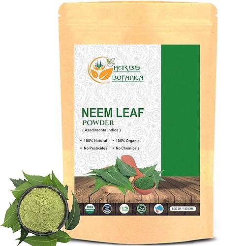 Polvo de neem orgánico para el crecimiento del cabello, cuidado de la piel y desintoxicación, polvo de hojas de neem amargas silvestre para apoyo