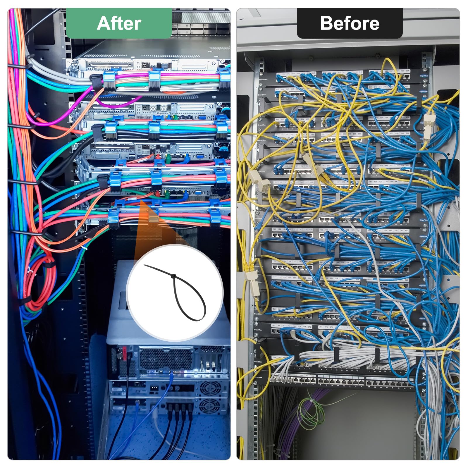 M METERXITY Paquete de 1000 Bridas de Nylon de 16" 49 Libras Bridas de Cable de Nylon Autoajustables para Uso en Interiores/Exteriores/Hogar/Oficina/Jardín/Taller/Para Asegurar [Negro]