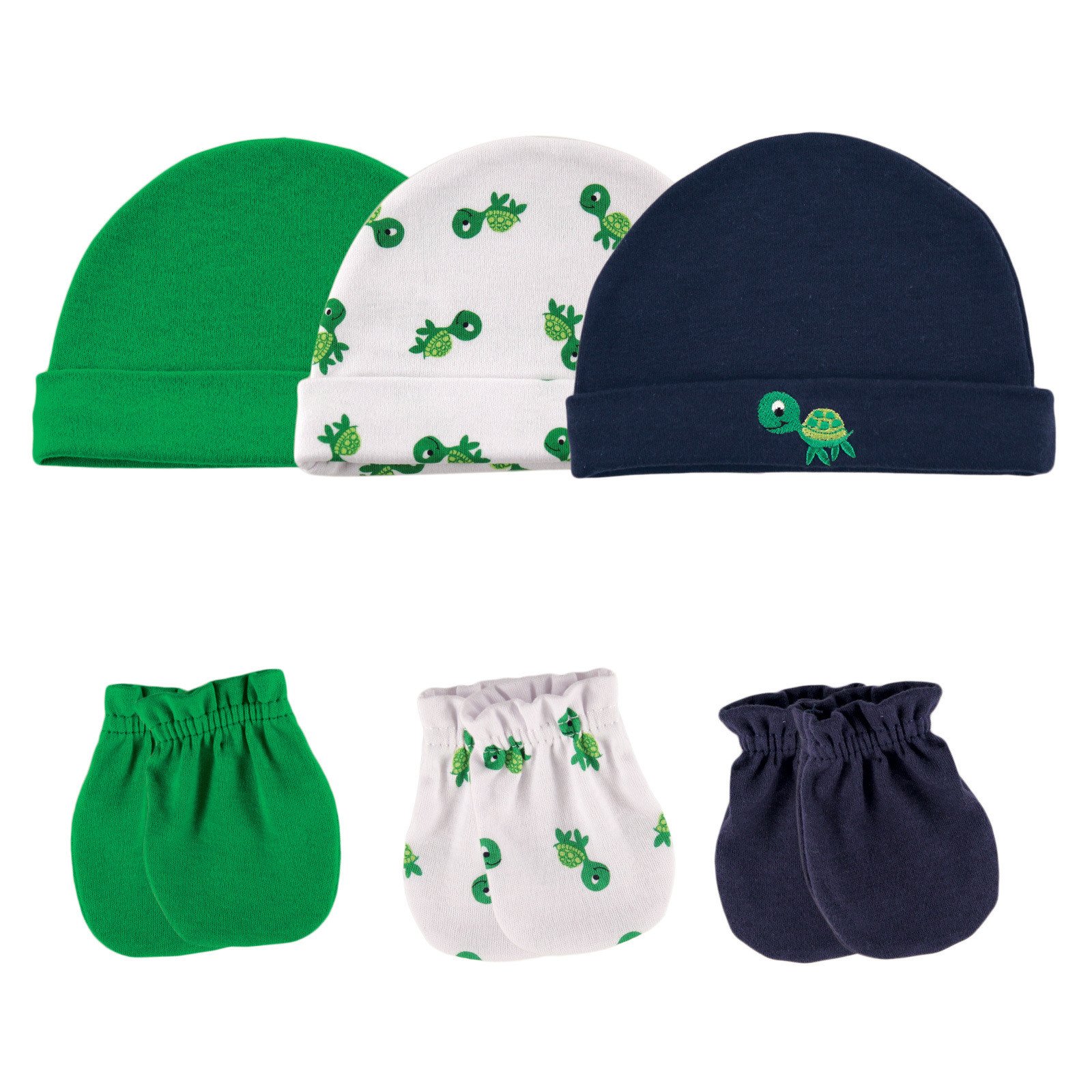 Luvable Amigos – Juego de gorro y manoplas antiarañazos para Set - Verde -