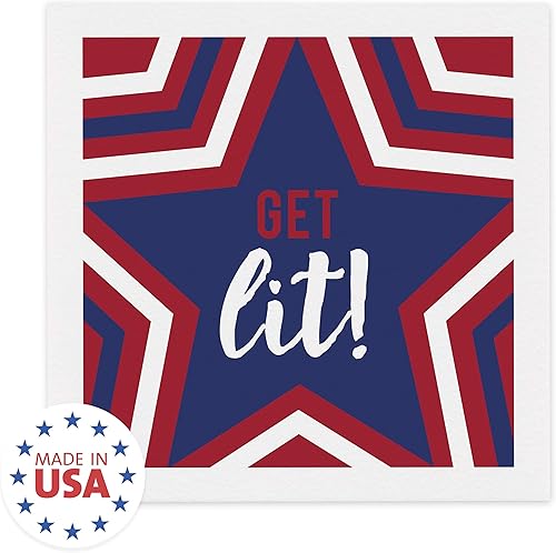 Miniatura 3 de Servilletas patrióticas para fiesta, 48 servilletas de bebidas, 4 diseños estadounidenses del 4 de julio, 4 34 pulgadas x 4 34 pulgadas, juego de