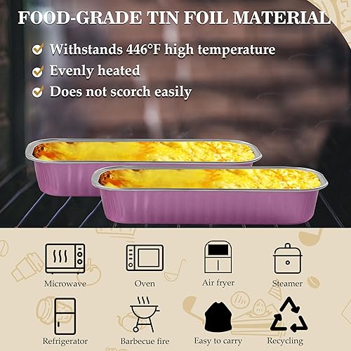 Miniatura 4 de Mini moldes de aluminio para pan, 50 moldes desechables de 6.8 onzas de 6.8 fl oz con tapas, mini molde para tartas de aluminio con tapas, mini