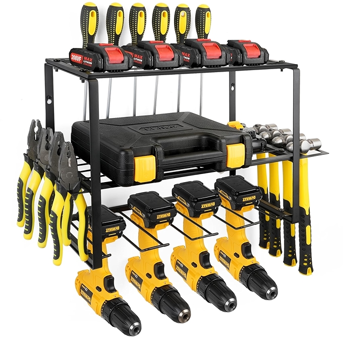 工具墙面收纳架 – 4个重型电钻挂架