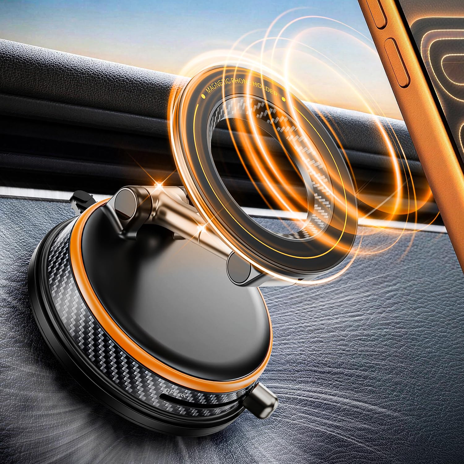 2026 Upgraded Vacuum Magnetic Car Phone Holder for Magsafe [120LBS Ultra Suction Cup & 30…