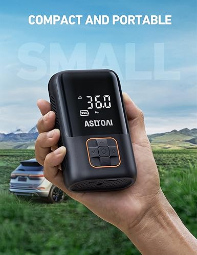Miniatura 8 de AstroAI Bomba de aire para neumáticos de automóvil, compresor de aire portátil, inflador de neumáticos ultraligero inalámbrico