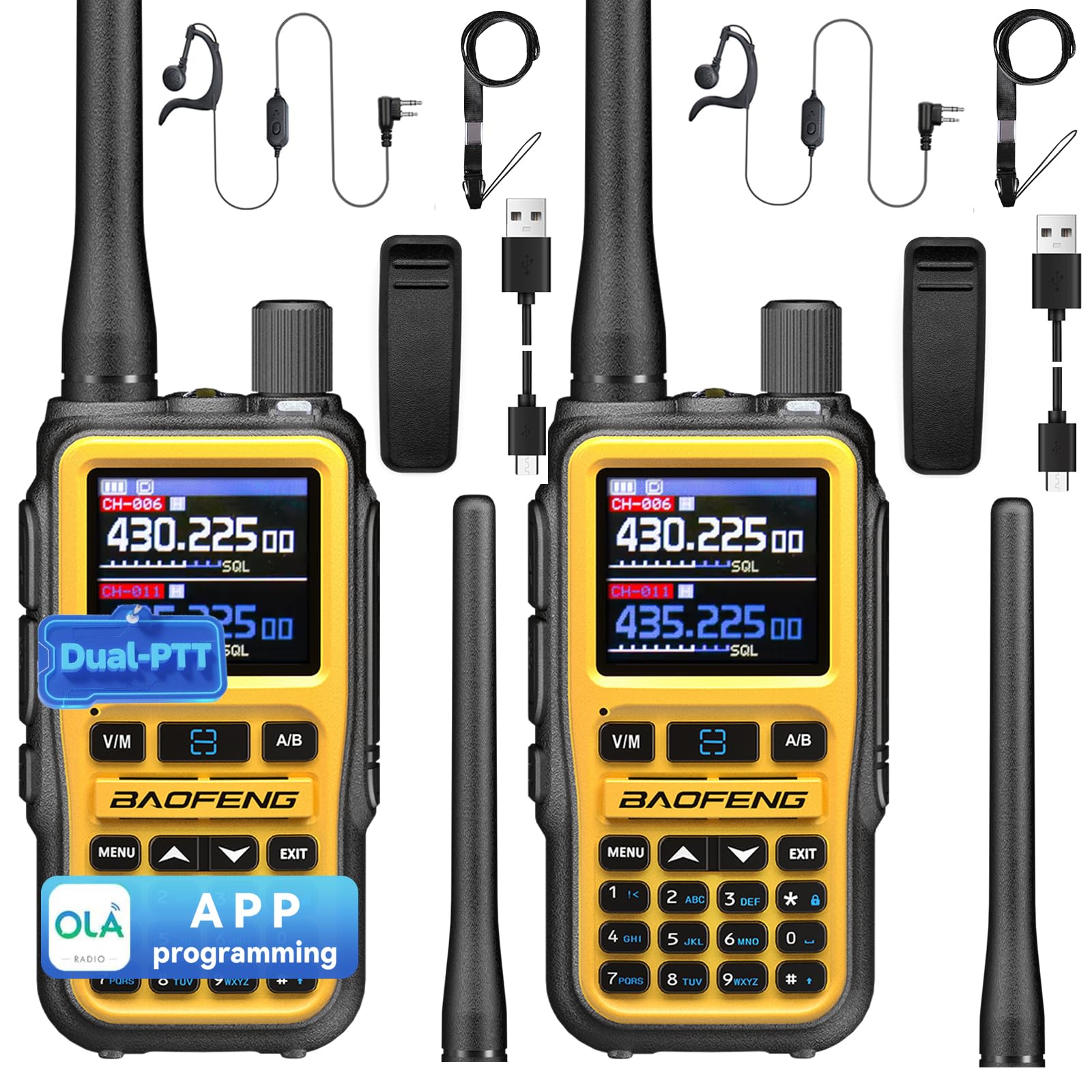 BAOFENG UV5RMINI Two Way Radio NOAA Weather Radio Dual PTT 999CH Survival Radio APP Programming Copy Frequency Ham Radio