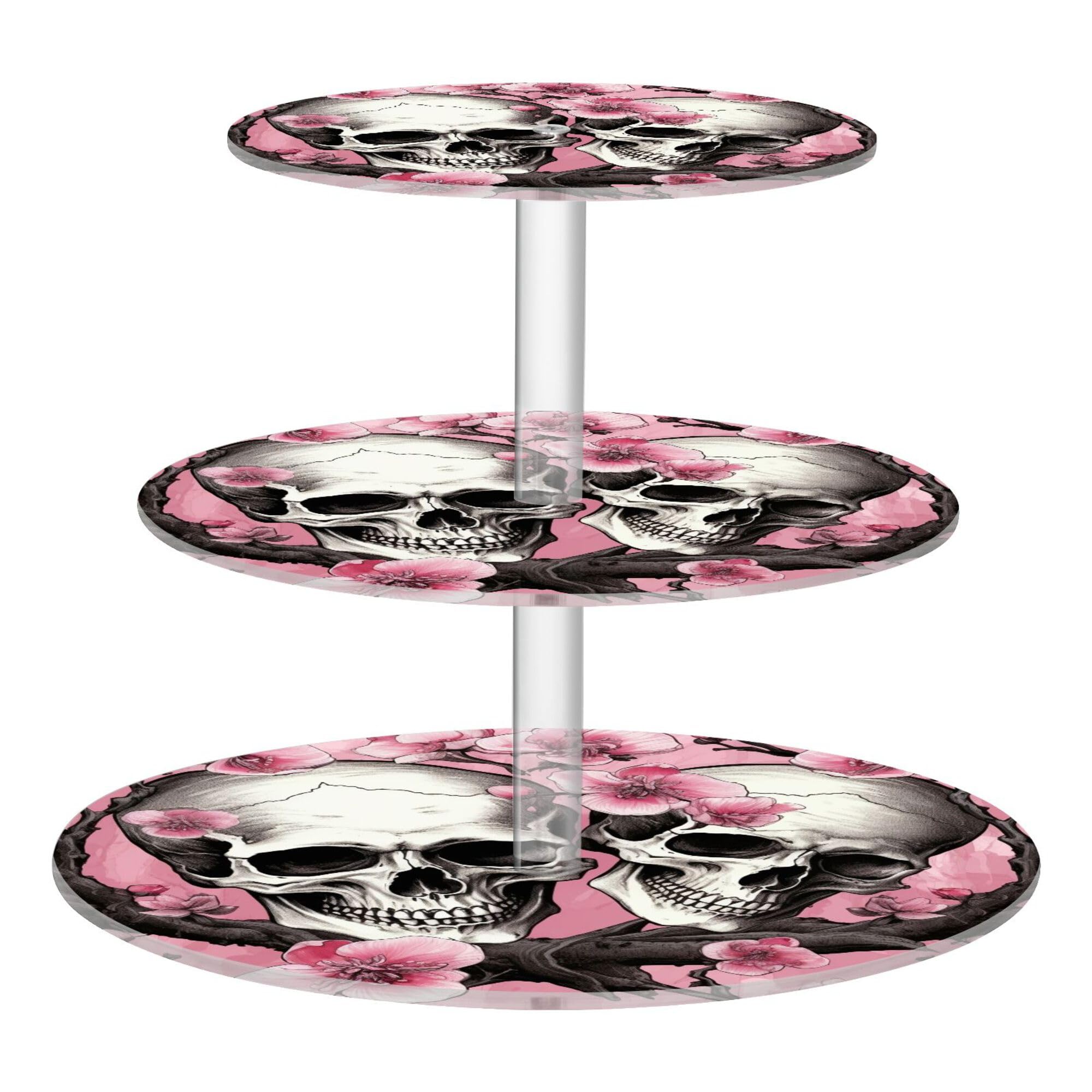 PYBUG Skeleton 3 Tier Acrylic Cupcake Stands Tower,Dessert Table Display Set for Tea Party,Wedding,Birthday, Baby Shower