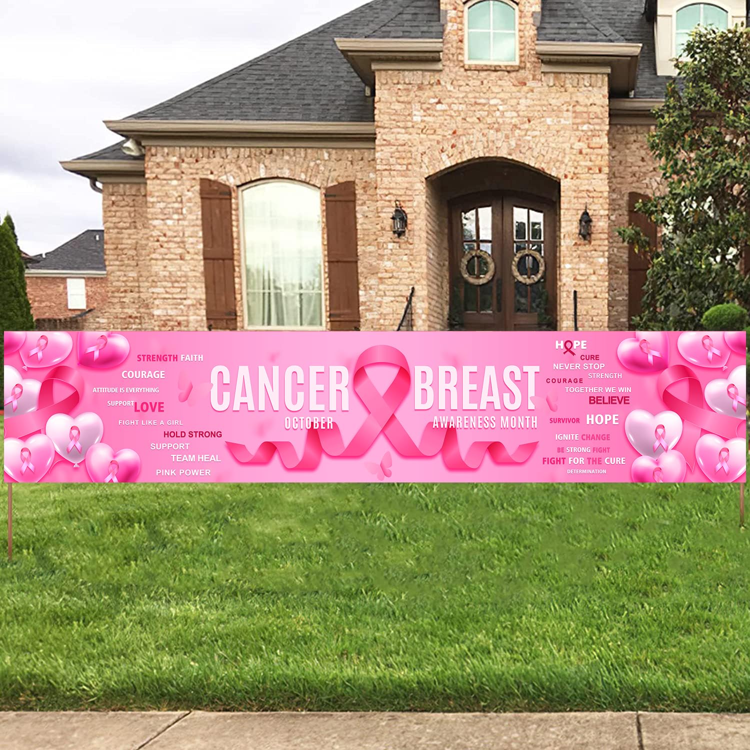 Breast Cancer Awareness Banner Backdrop - Pink Ribbon Design, 70x47 Inches, For Fundraising & Parties - View #7