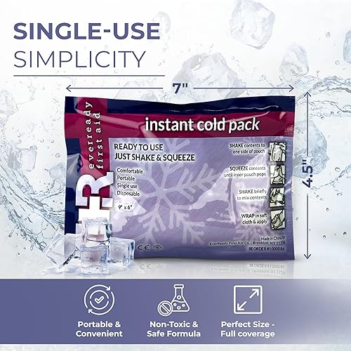 Miniatura 4 de Ever Ready First Aid Terapia de compresión fría desechable paquete de hielo instantáneo para lesiones de 4.5 x 7 pulgadas, paquete de 6