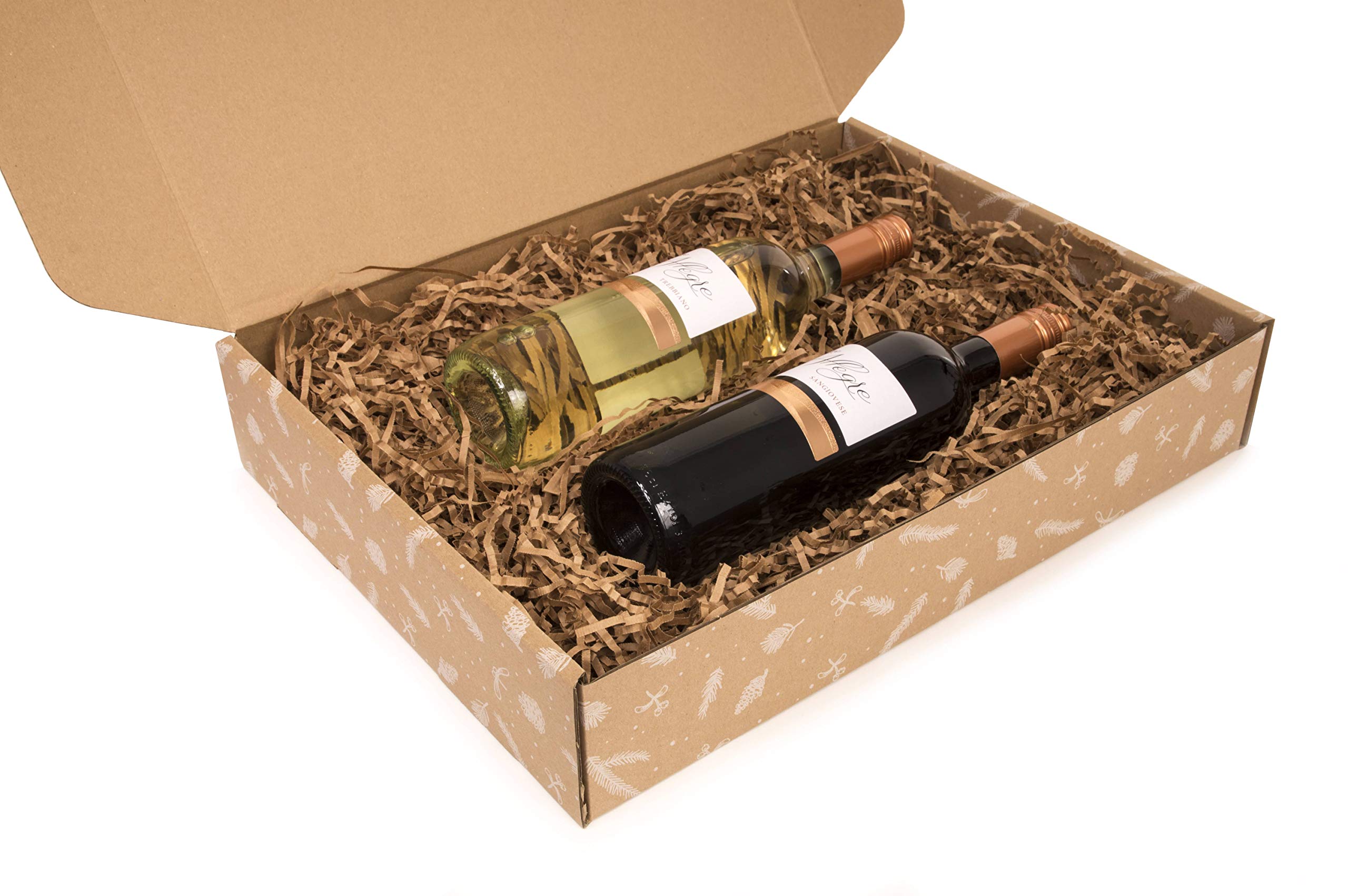 Caja de cartón impresa navideña, cartón marrón, tamaño 430x330x80 mm, embalaje fuerte, paquete, envío, regalo, vacaciones, impresión blanca navideña, regalo familiar, cartón de regalo duradero (30)
