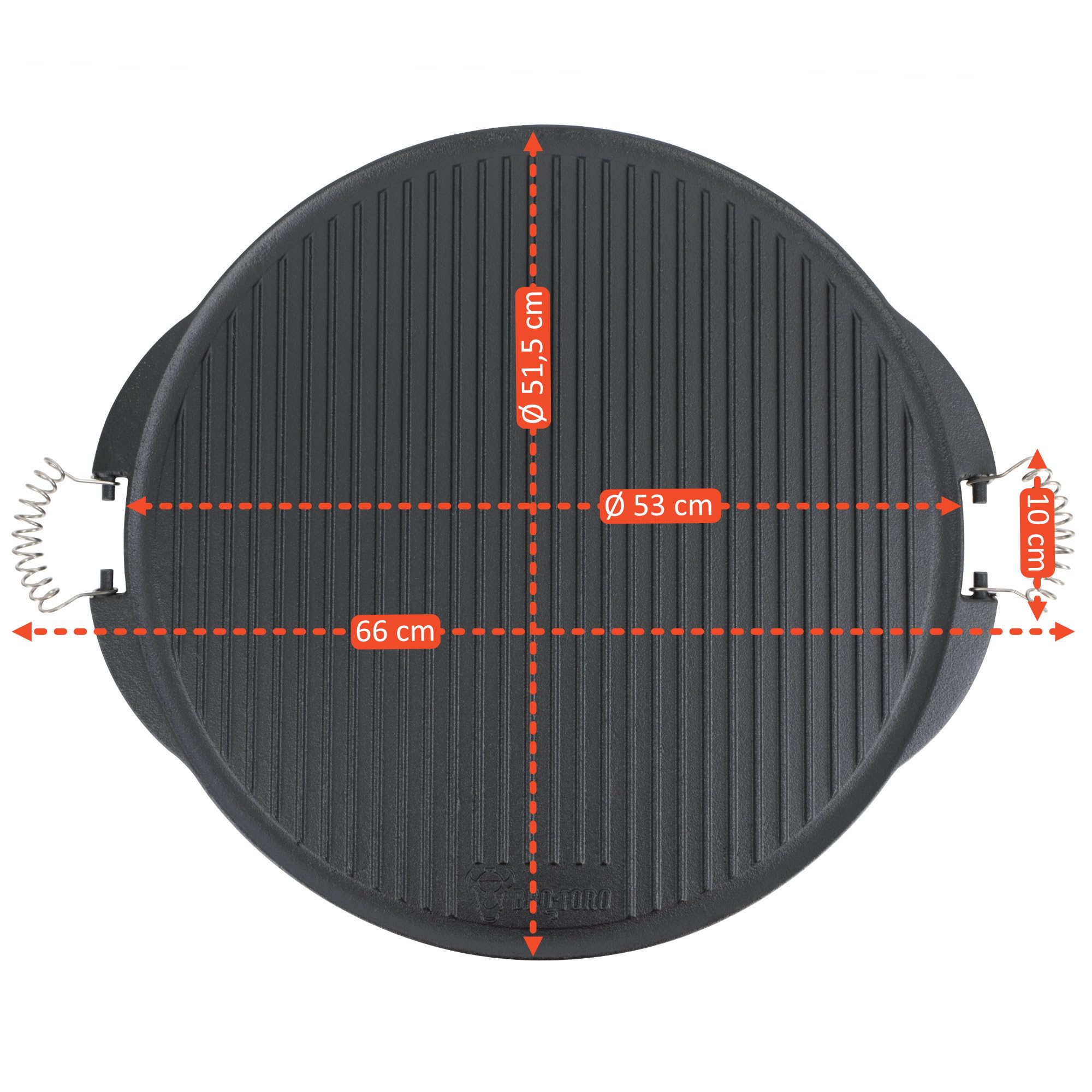 BBQ-Toro Plaque de cuisson en fonte avec poignées | Ø 53 cm | Plaque réversible émaillée | Accessoire pour barbecue à gaz | Plancha émaillée pour barbecue