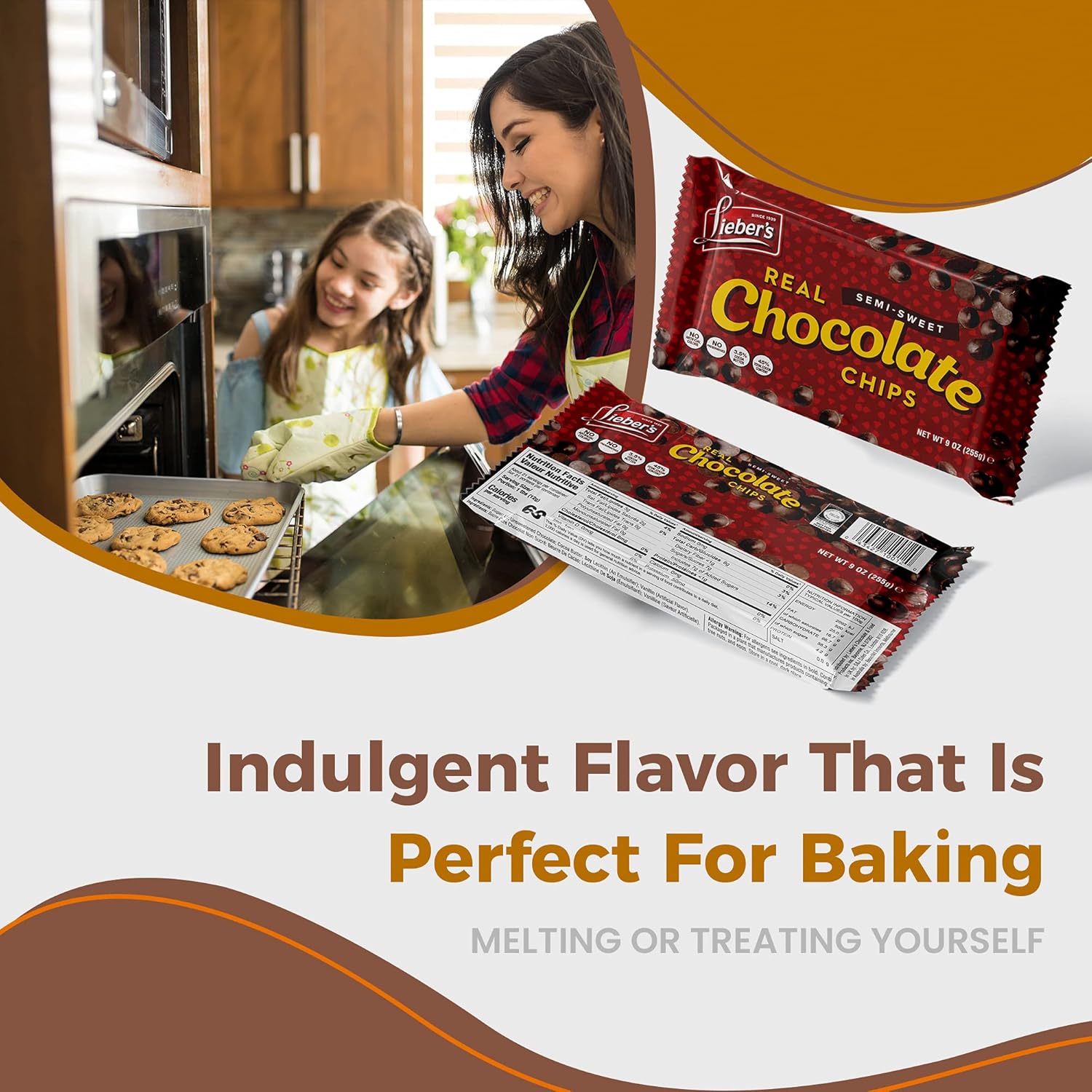 Lieber’s Vegan Semi-Sweet Real Chocolate Chips, 9 oz – Gluten Free, Dairy Free, Kosher Parve, Low Calorie Chocolate Chips for Baking (9 Oz Pack Of 6)