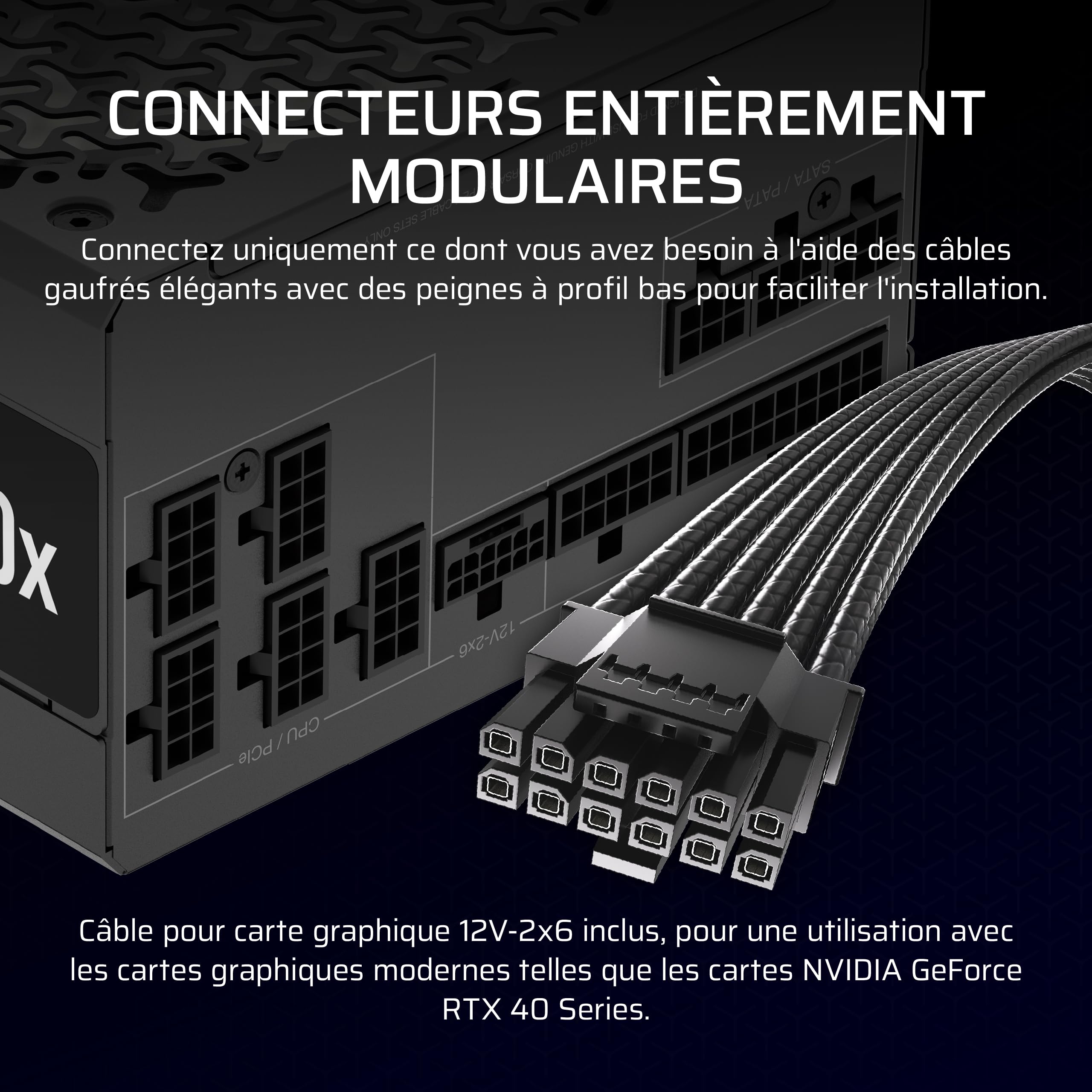 CORSAIR RM850x Alimentation ATX Entièrement Modulaire & Silencieuse – Noir | Conformité ATX 3.1, Prise en charge PCIe 5.1, Efficacité Cybenetics Gold, Connecteur natif 12V–2x6
