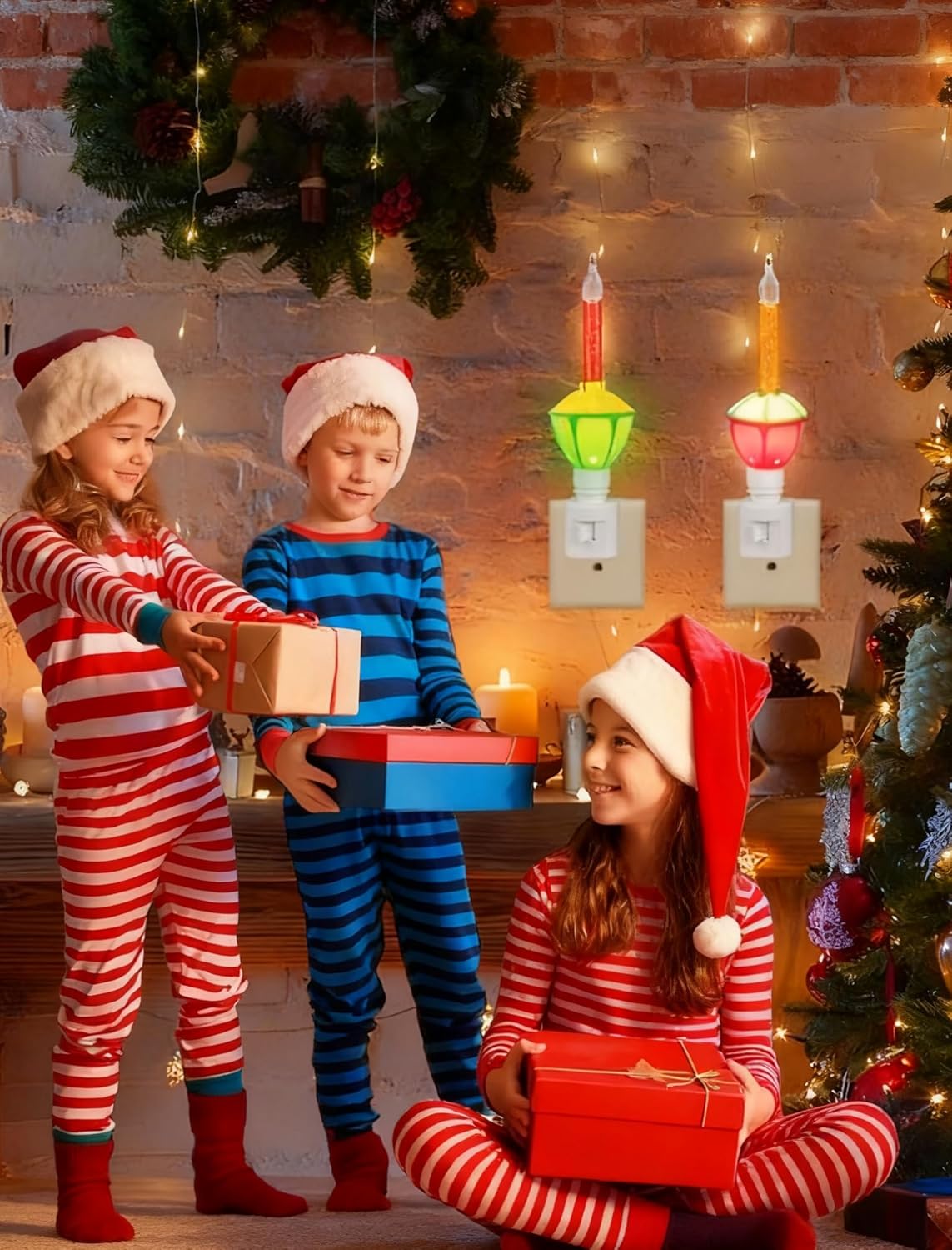 Abeja 1 Pack Multicolor Bubble Light Night Lights for Christmas Decor with 2 Vintage Bubble Light Bulbs(1 Spare) 5w Incandescent Bulb 120v Fits C7/ E12 Candelabra Base Swivel Plug-in Base