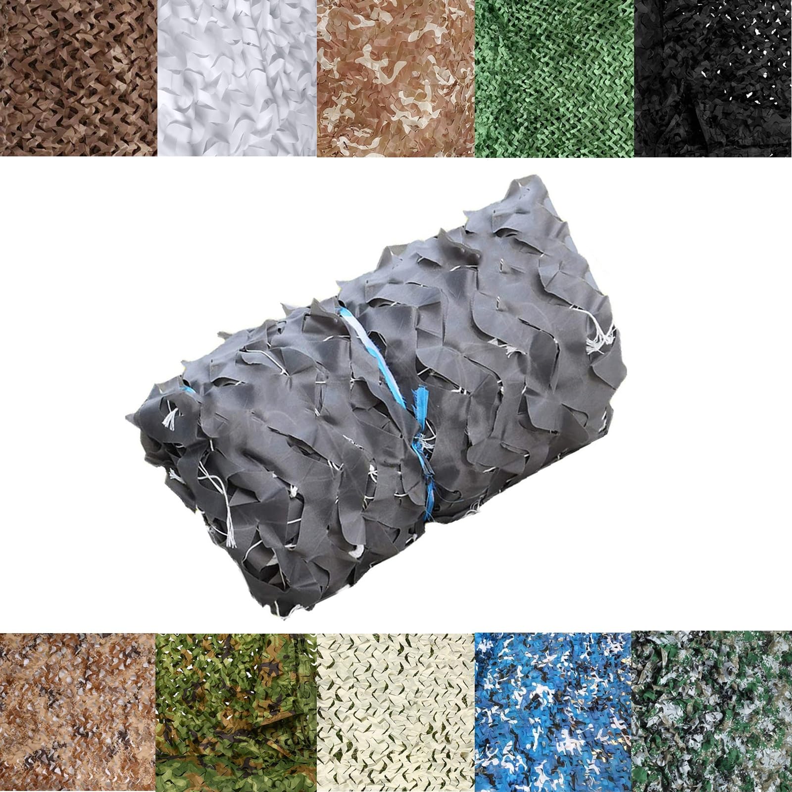 LTSRLL Camouflage Net Camo Netting Roll Greenhouse Shade Netting Tear Resistance Polyester Sunscreen Fabric Privacy Fence, 10+ Colors(Color:Grey,Size:10x10M(32.8x32.8ft))