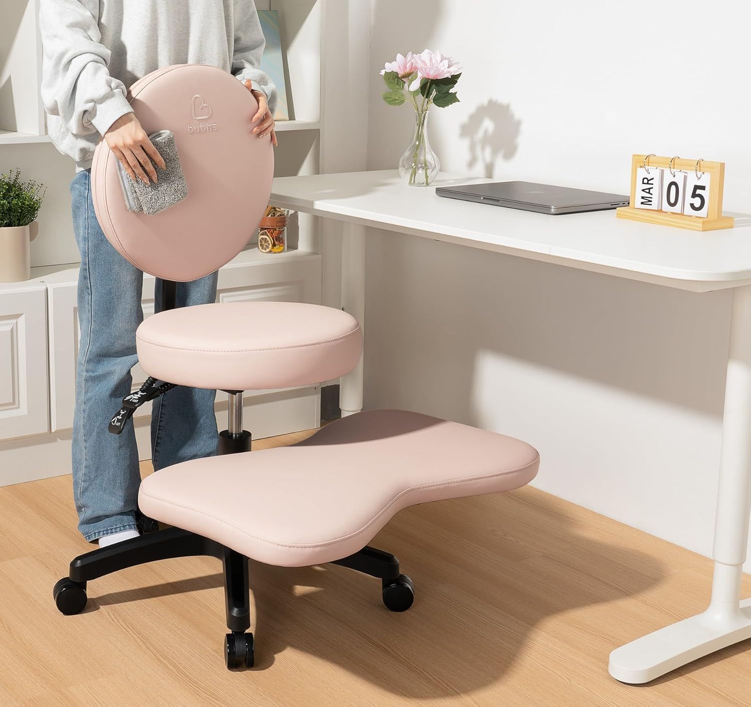 Meditation Chair with Reclining Backrest, Adjustable Height & Leg Rest – Ergonomic Criss Cross & Cross Legged Office Chair with Wheels for ADHD, Kneeling & Yoga Soul Seat