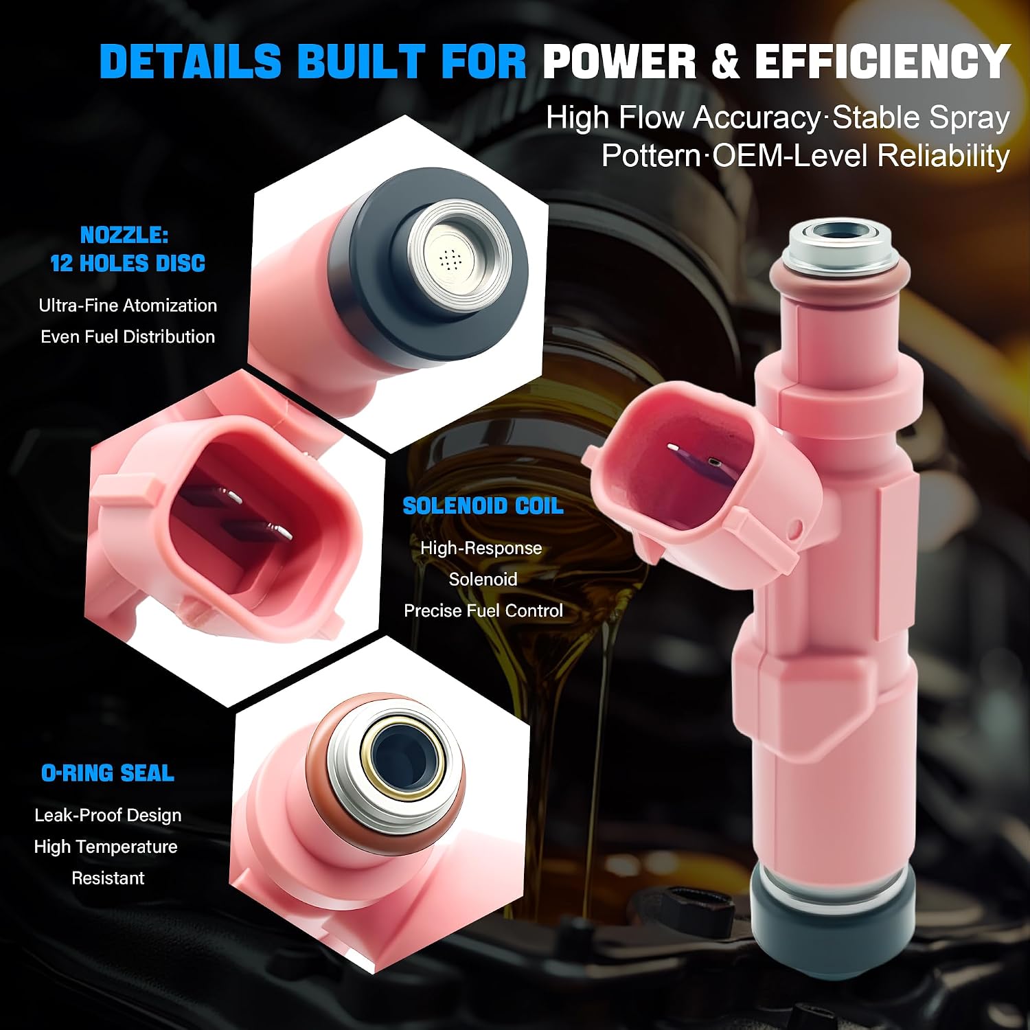 Fuel Injectors 23250-75080 FJ793 Injector Compatible with Toyota Tacoma 2.4L 2.7L L4 2000 2001 2002 2003 2004 for 4Runner 2.7L 2000