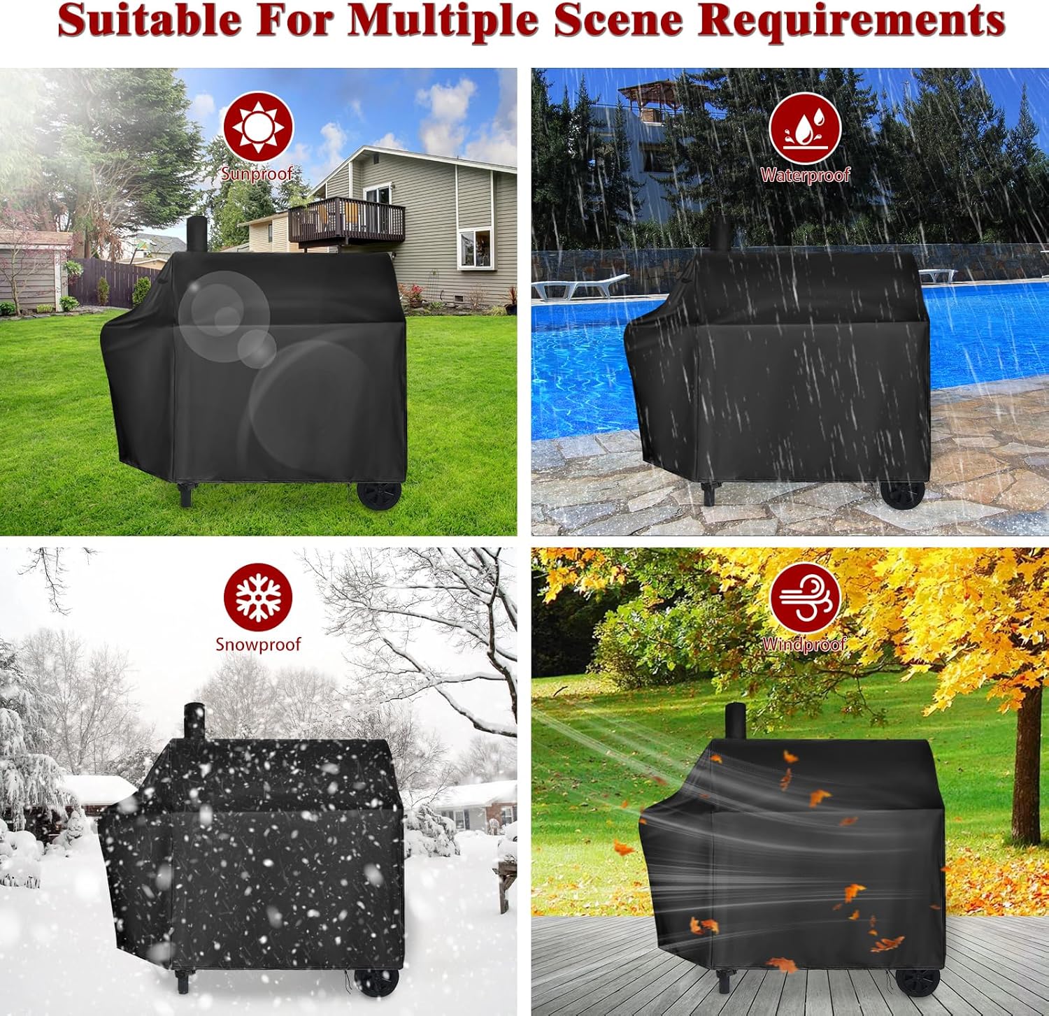 Charcoal Grills Cover for Royal Gourmet CC1830W 30 Barrel Charcoal Grill for CC1830S Grill,Water-Resistant BBQ Grill Cover Outdoor Grill Cover Barbeque Cover