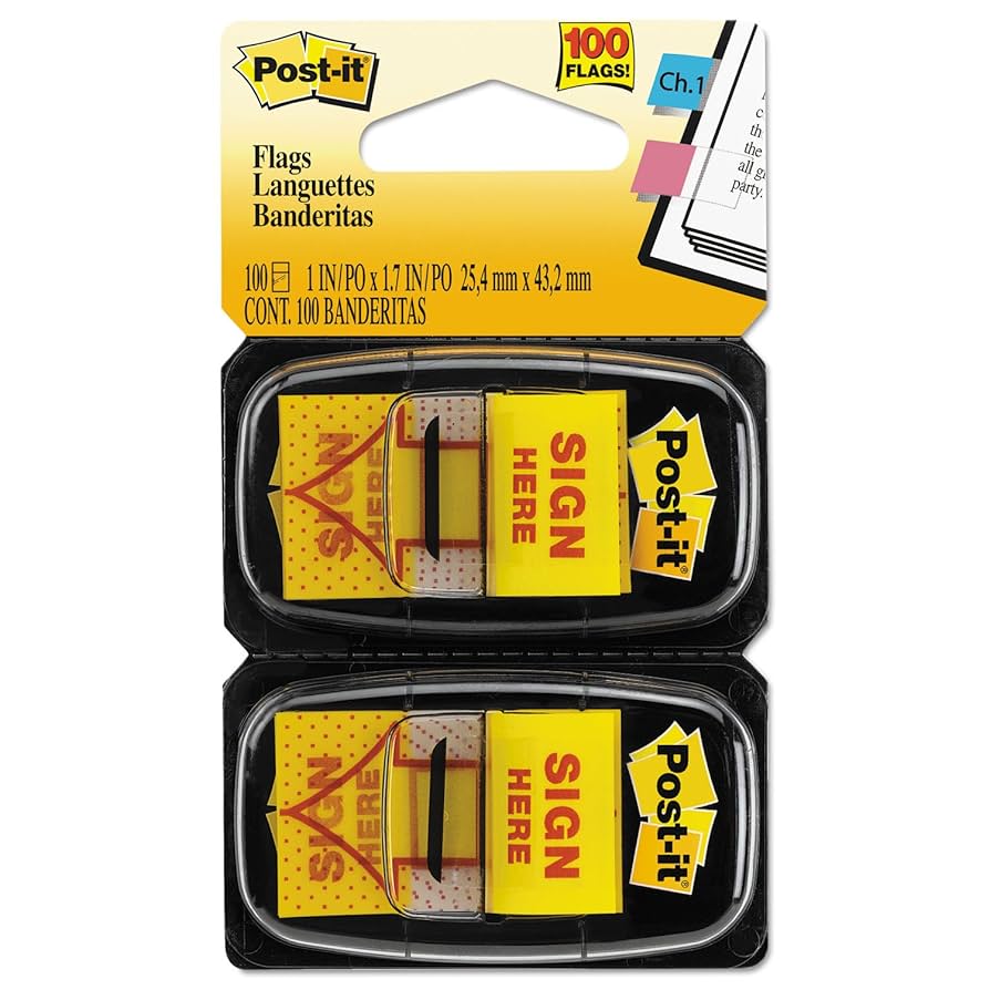 Post-it 680SH2 Sign Here Message Flags, 1