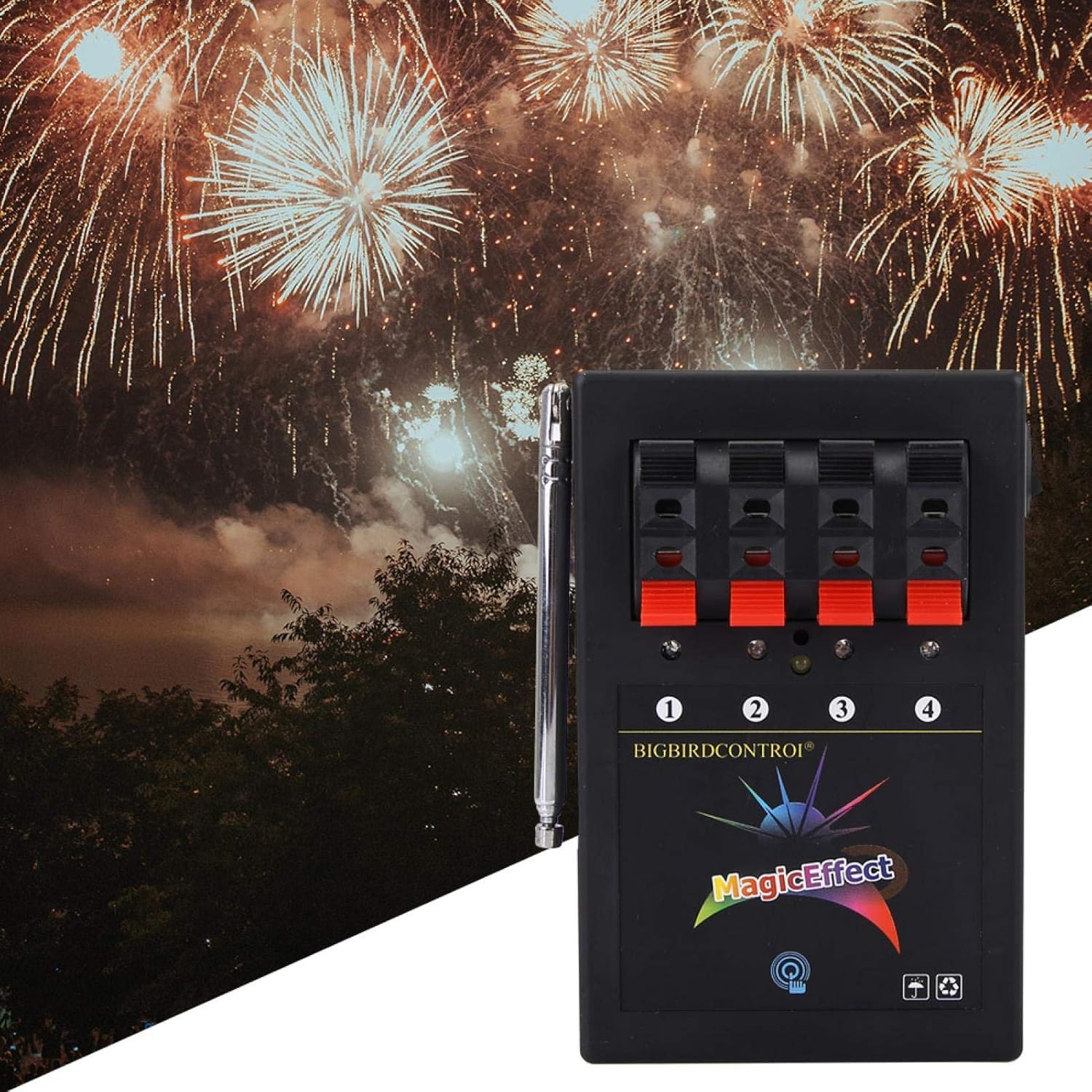 zenda club® Sistema de disparo remoto de fuegos artificiales - Set de pirotecnia 8-K con mando a distancia sin cables - Caja de almacenamiento robusta