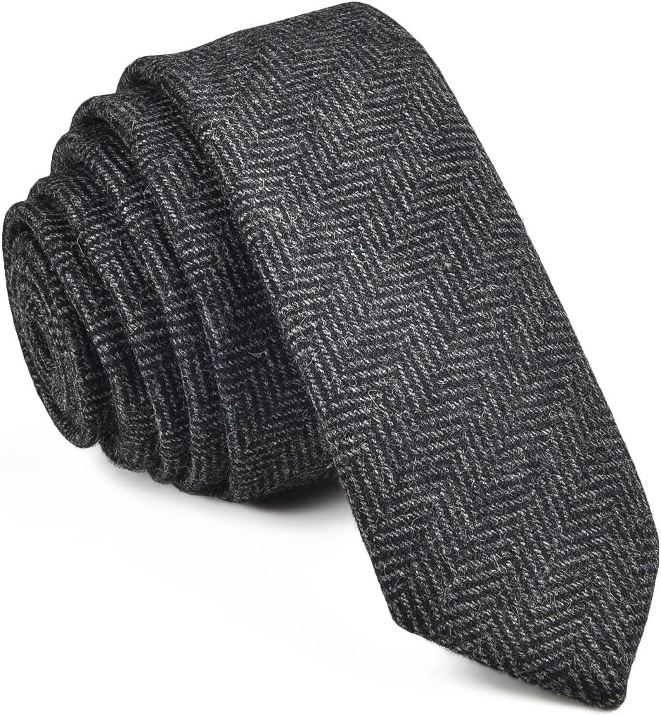 Mens Necktie Skinny Tweed Pattern Woolen Neck Tie