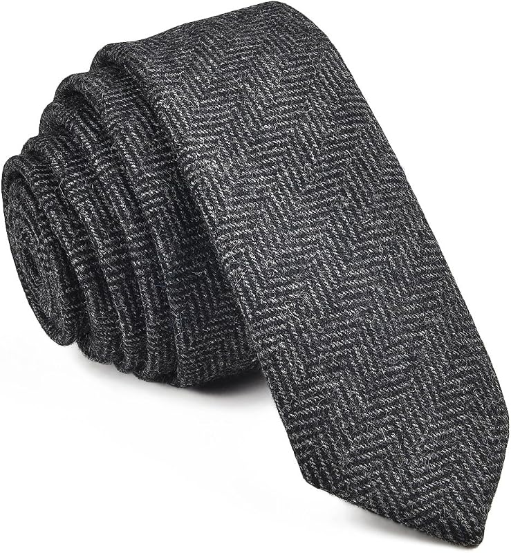 Mens Necktie Skinny Tweed Pattern Woolen Neck Tie
